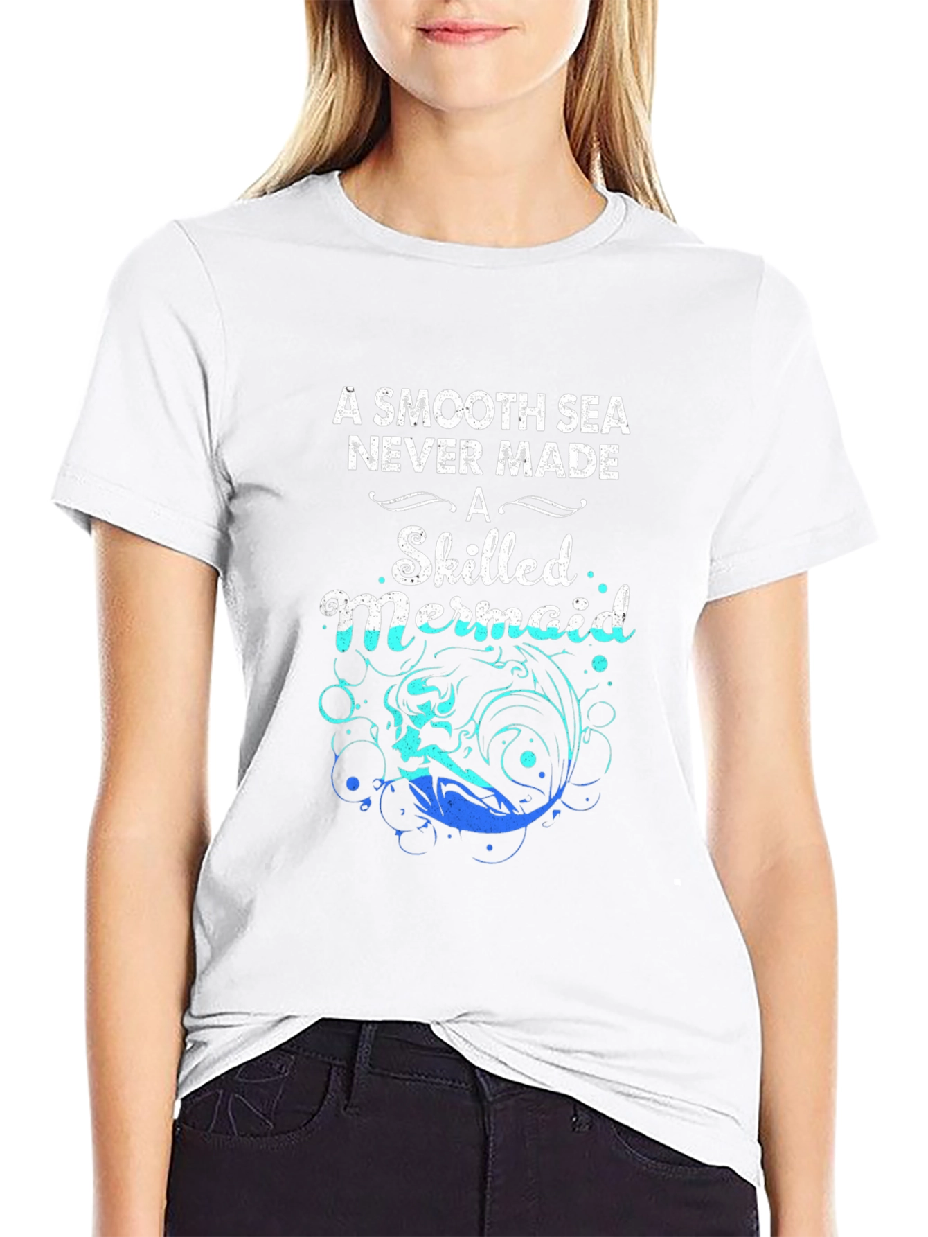 Mermaid Graphic T-Shirt: Smooth Seas Skilled Mermaid
