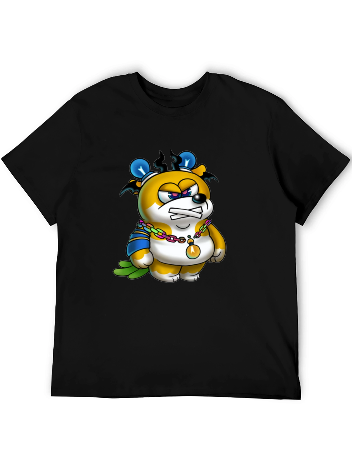 Cartoon Bear Graphic Black T-Shirt