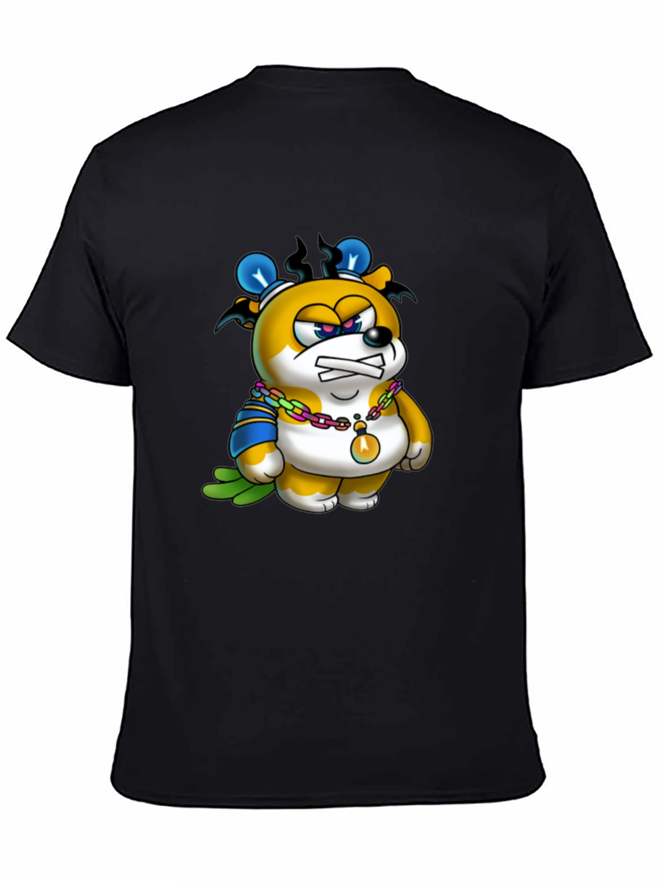Cartoon Bear Graphic Black T-Shirt