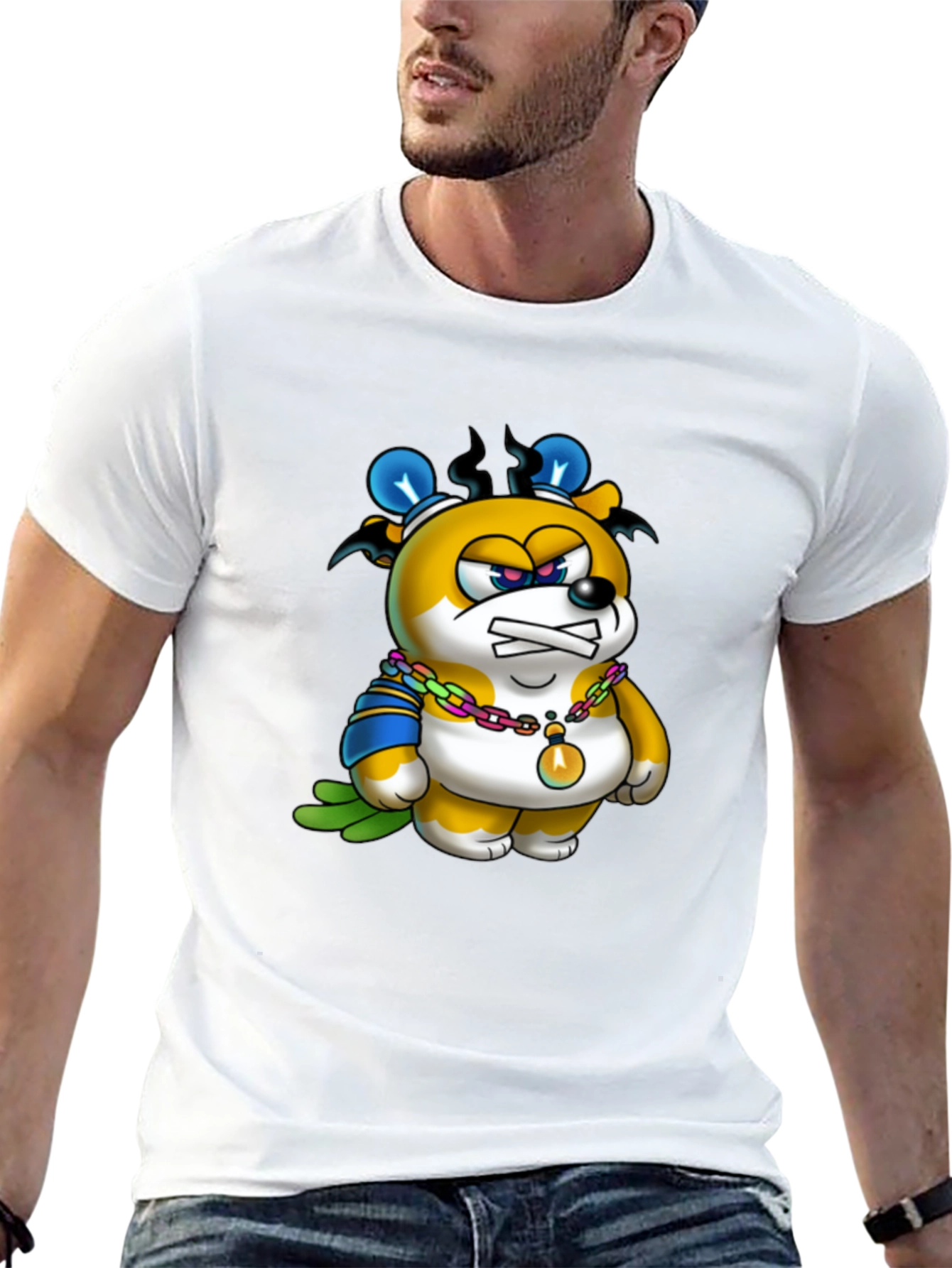 Cartoon Bear Graphic Black T-Shirt