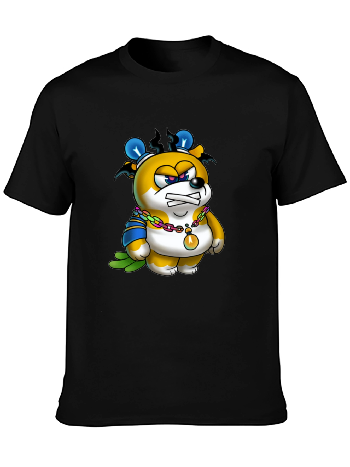 Cartoon Bear Graphic Black T-Shirt