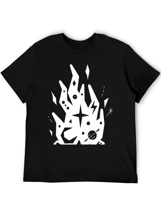 Abstract Graphic Tee - Black Cotton T-Shirt