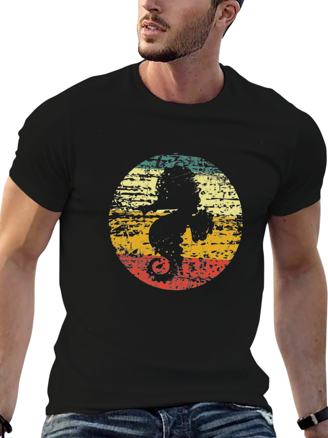 Retro Silhouette Graphic Tee - Black