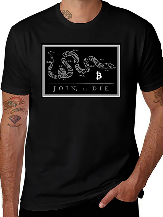 Bitcoin Join or Die T-Shirt - Crypto Liberty Design