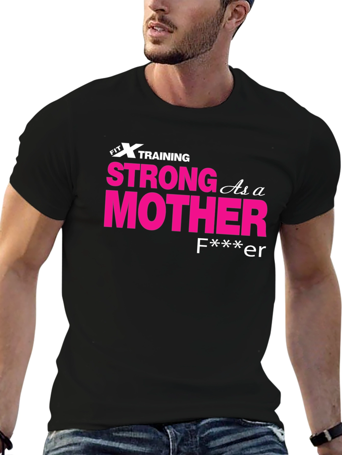 Strong As A Mother T-Shirt - Black Crew Neck