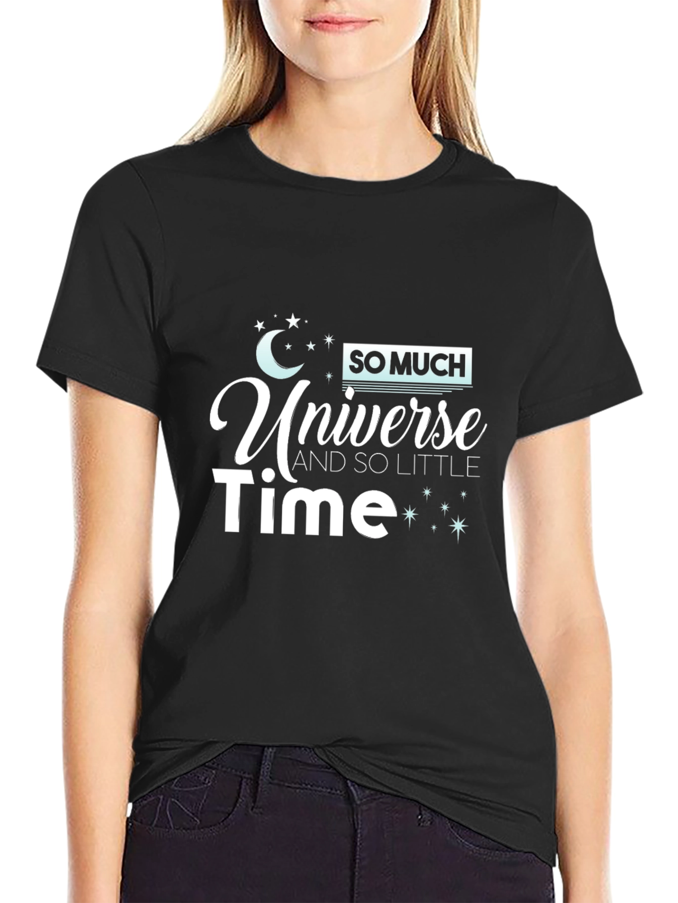 Universe & Time Graphic Print Black T-Shirt