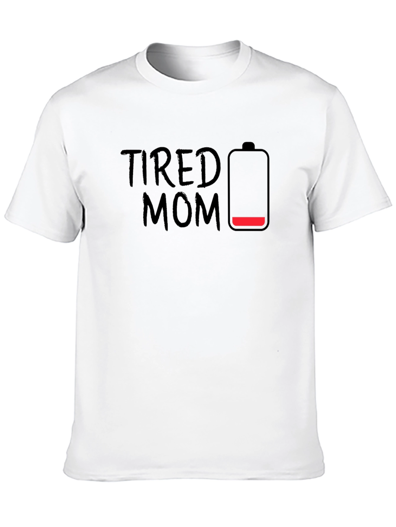 Tired Mom Low Battery Black T-Shirt