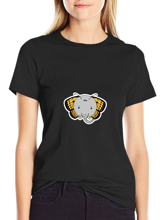Elephant Butterfly Graphic Tee - Black