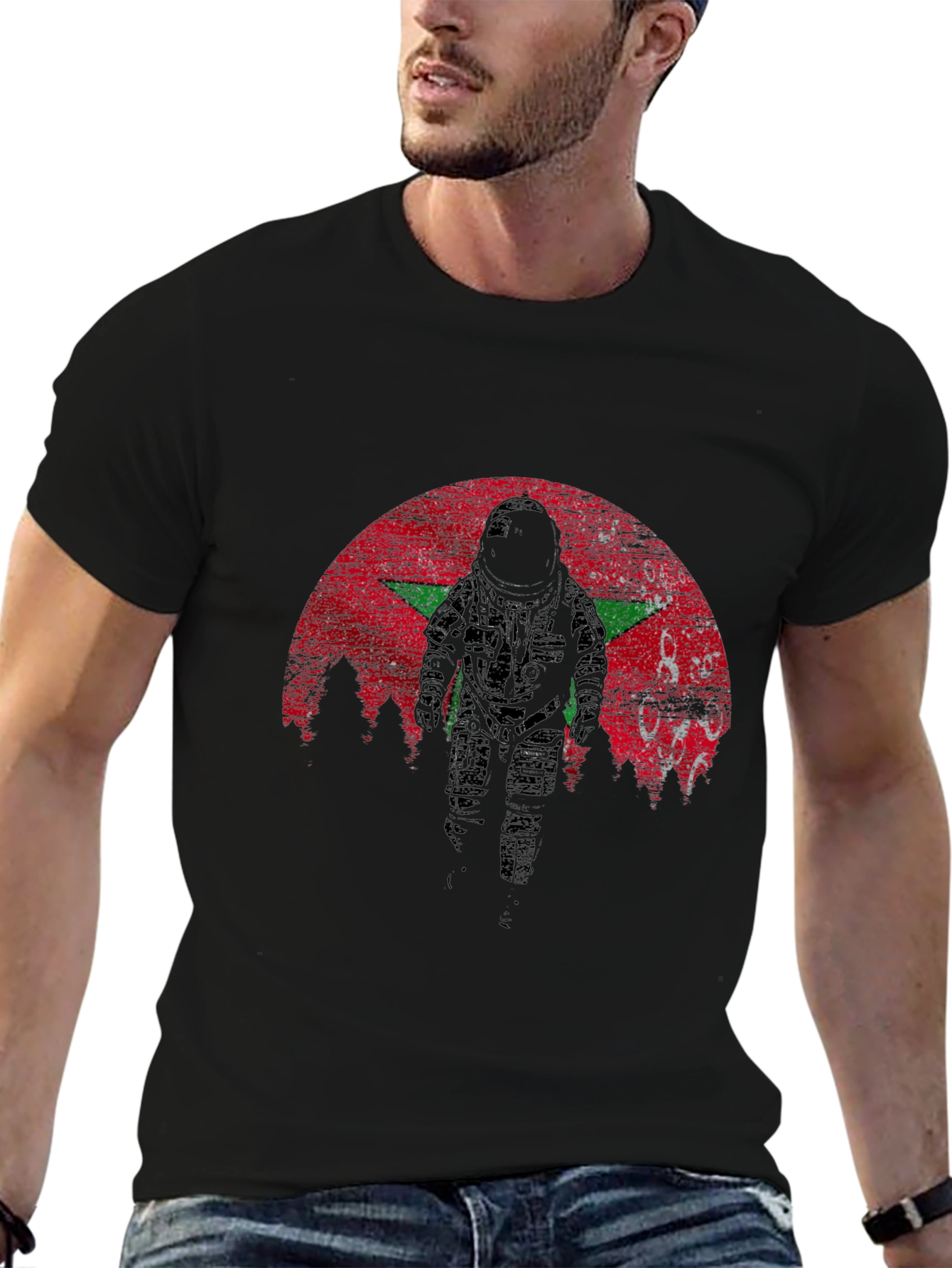 Morocco Astronaut T-Shirt - Distressed Space Design
