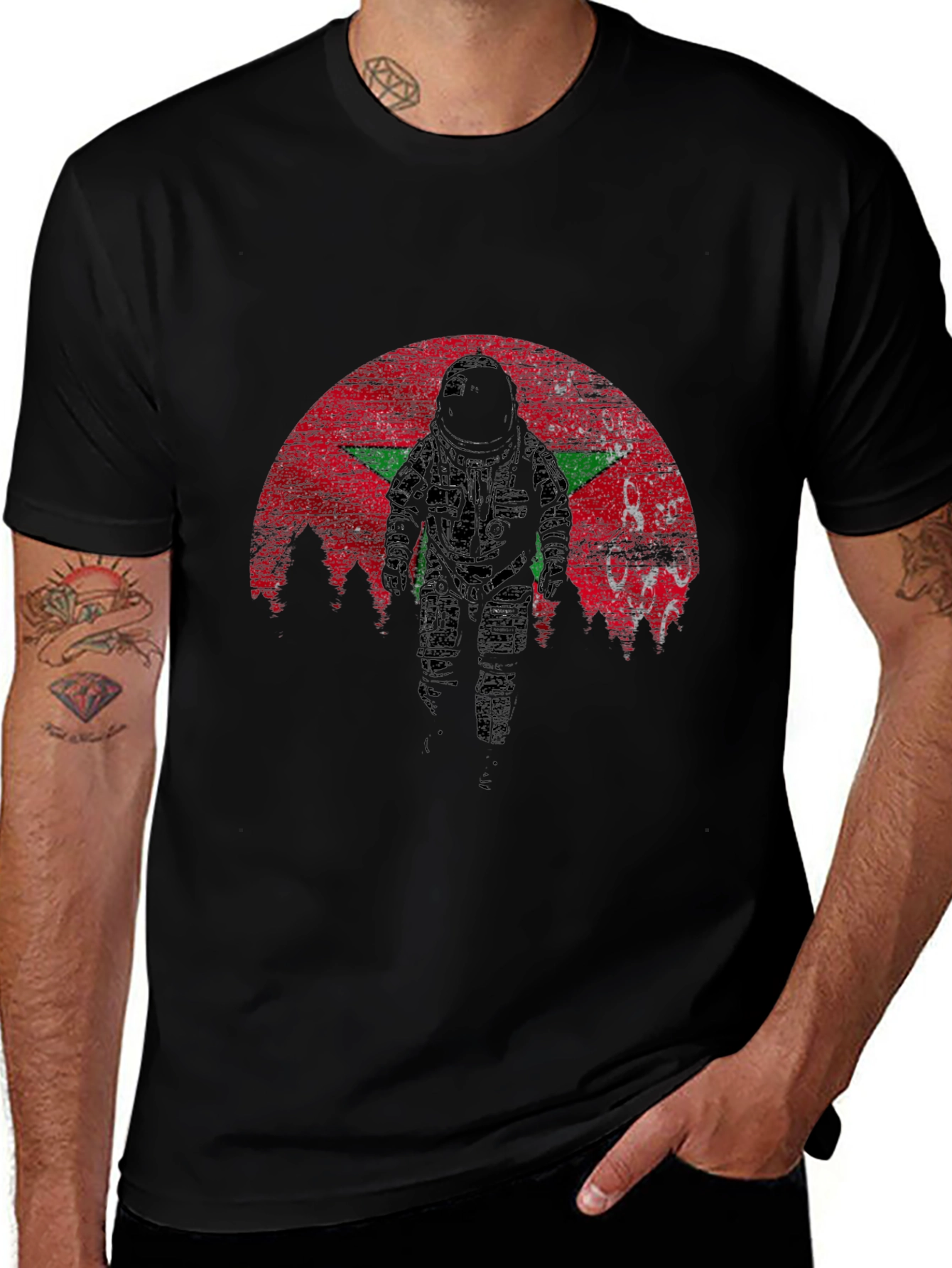 Morocco Astronaut T-Shirt - Distressed Space Design