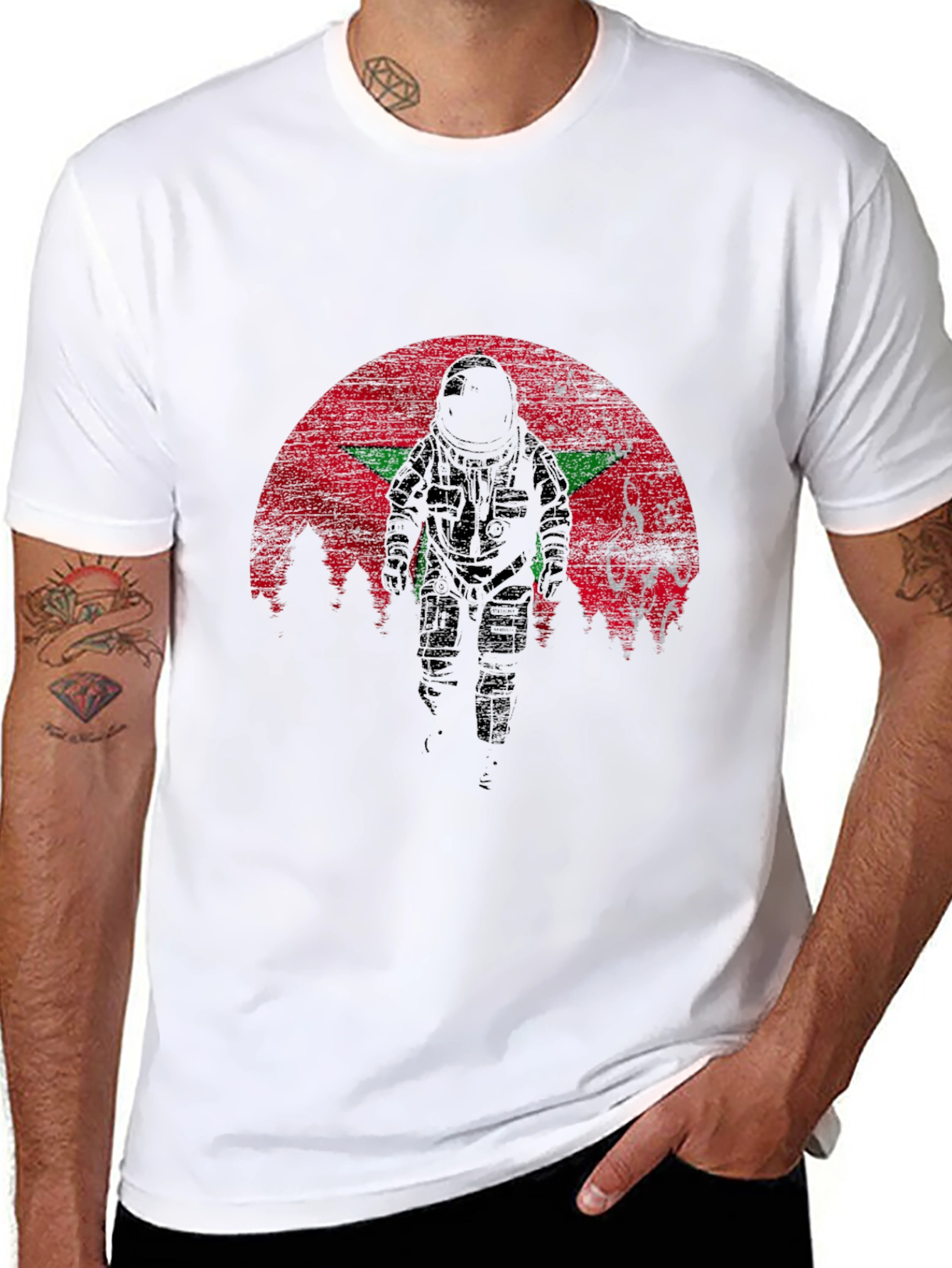 Morocco Astronaut T-Shirt - Distressed Space Design