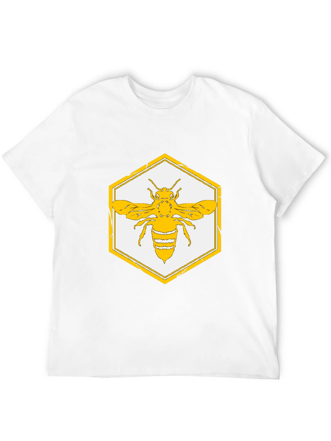 Geometric Bee Graphic Tee - Stylish Honeycomb Design