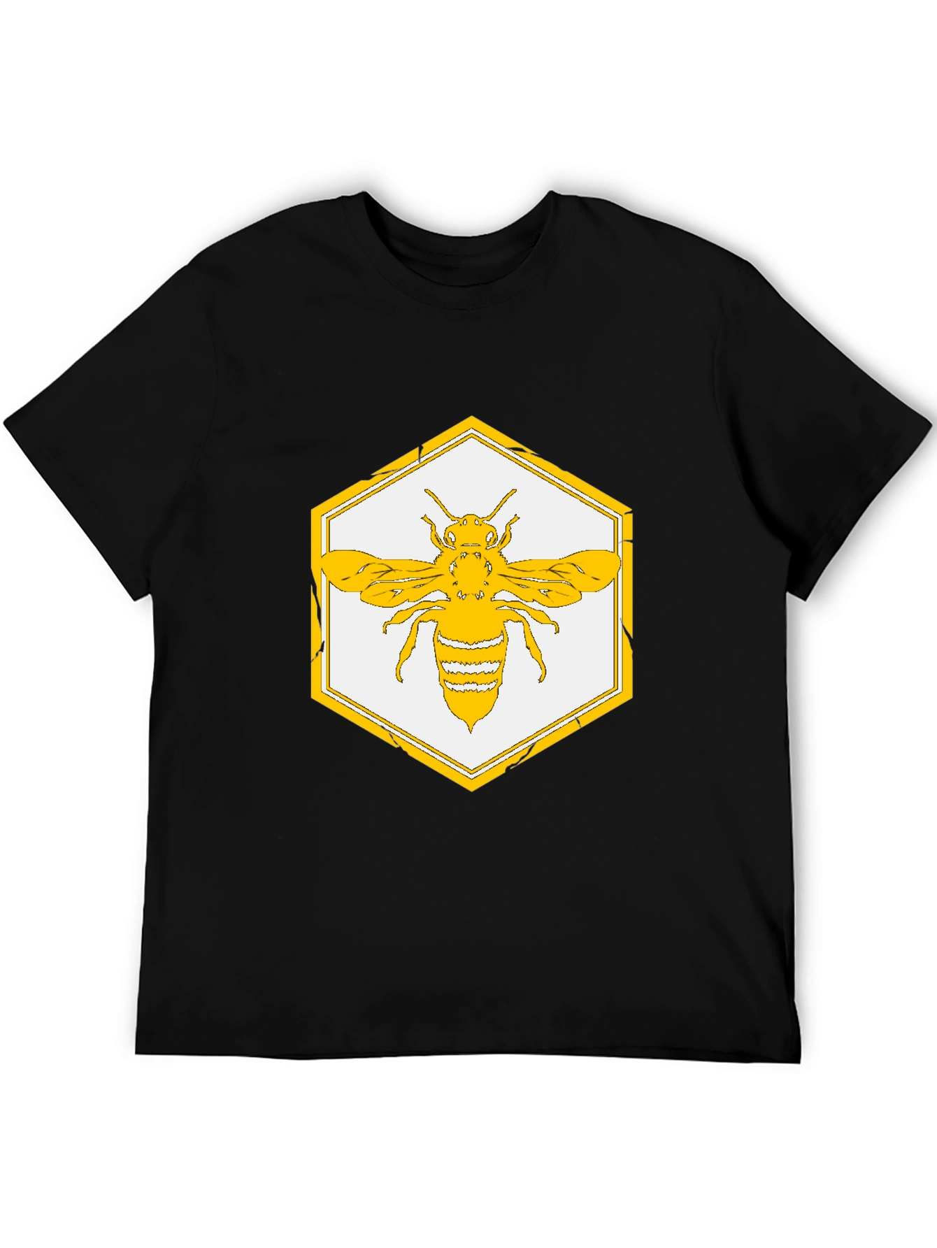 Geometric Bee Graphic Tee - Stylish Honeycomb Design