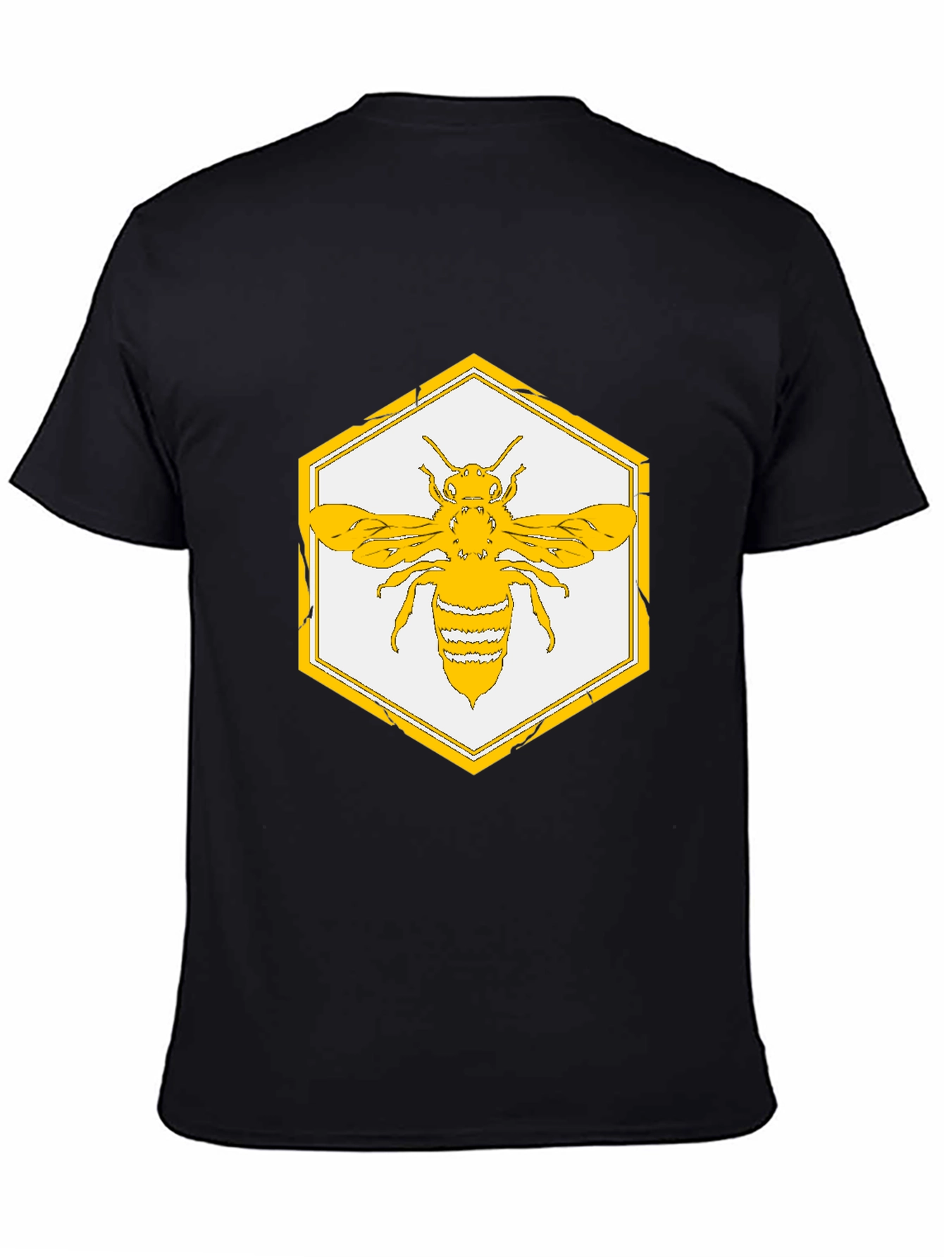 Geometric Bee Graphic Tee - Stylish Honeycomb Design