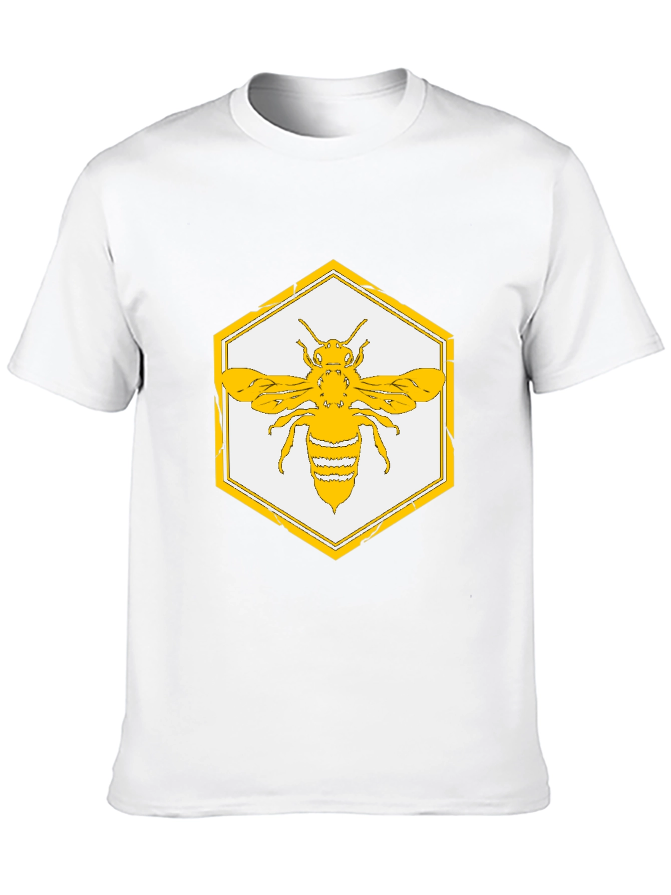 Geometric Bee Graphic Tee - Stylish Honeycomb Design