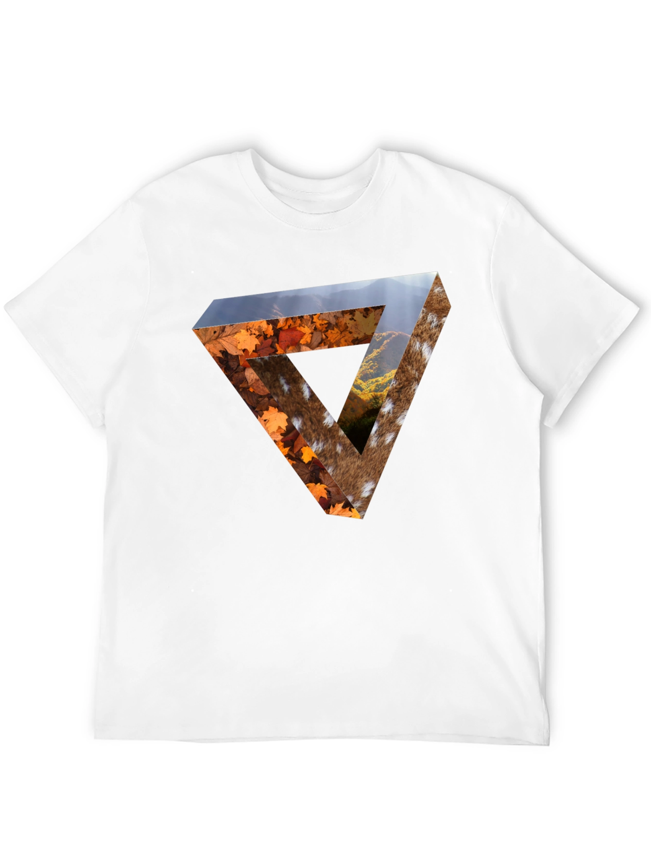 Nature Triangle Graphic Tee - Unique Optical Illusion Print
