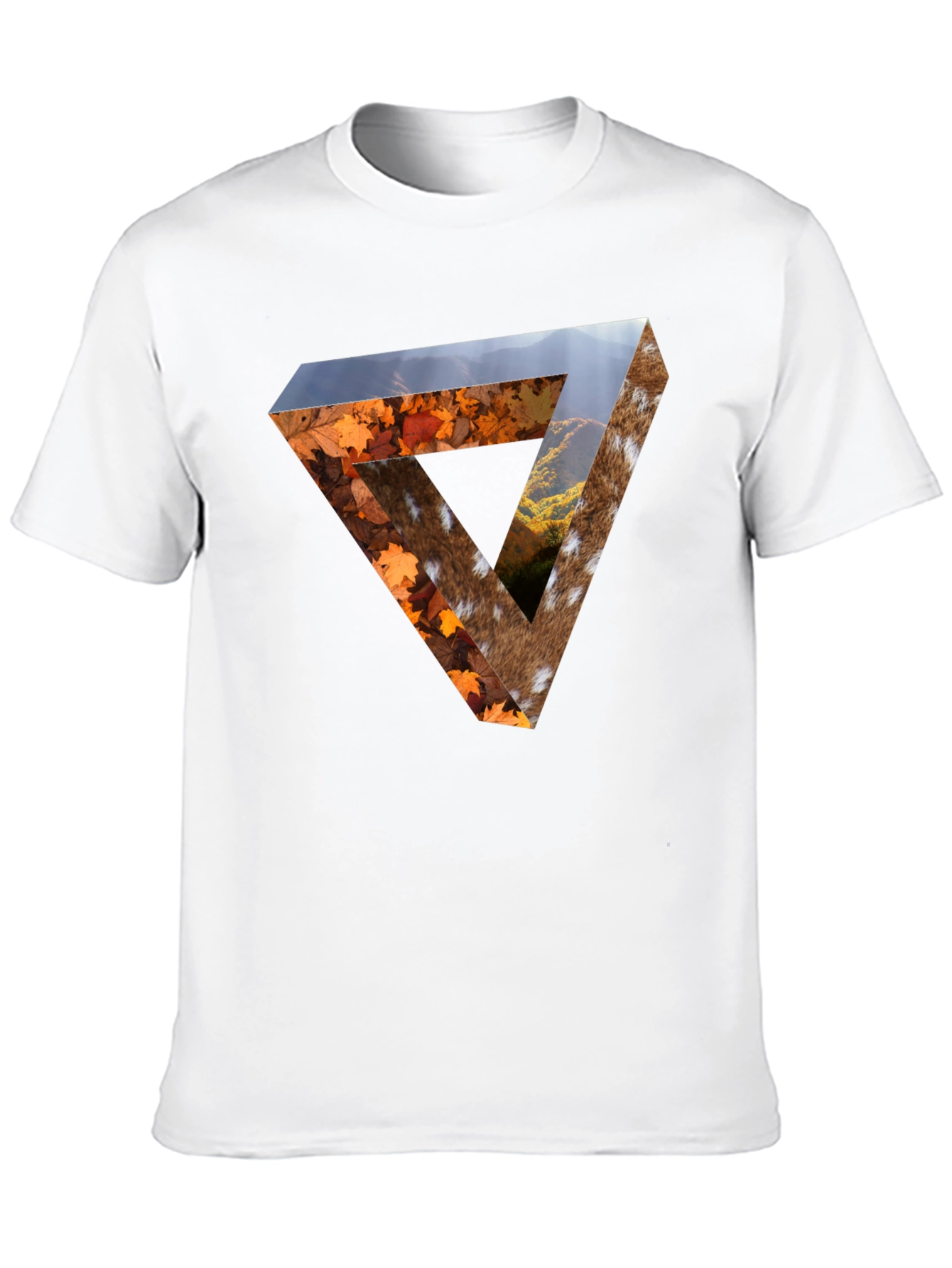 Nature Triangle Graphic Tee - Unique Optical Illusion Print