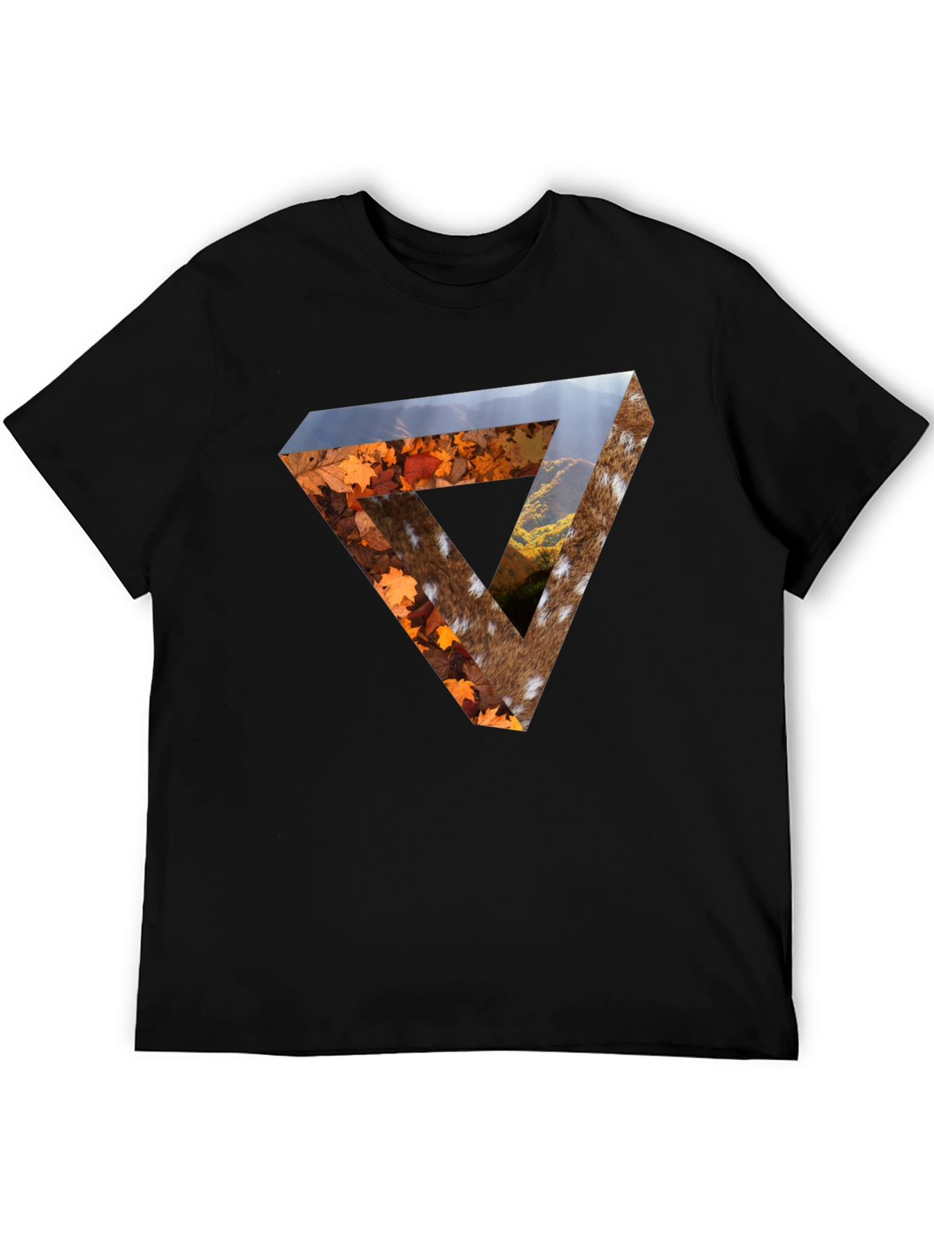Nature Triangle Graphic Tee - Unique Optical Illusion Print