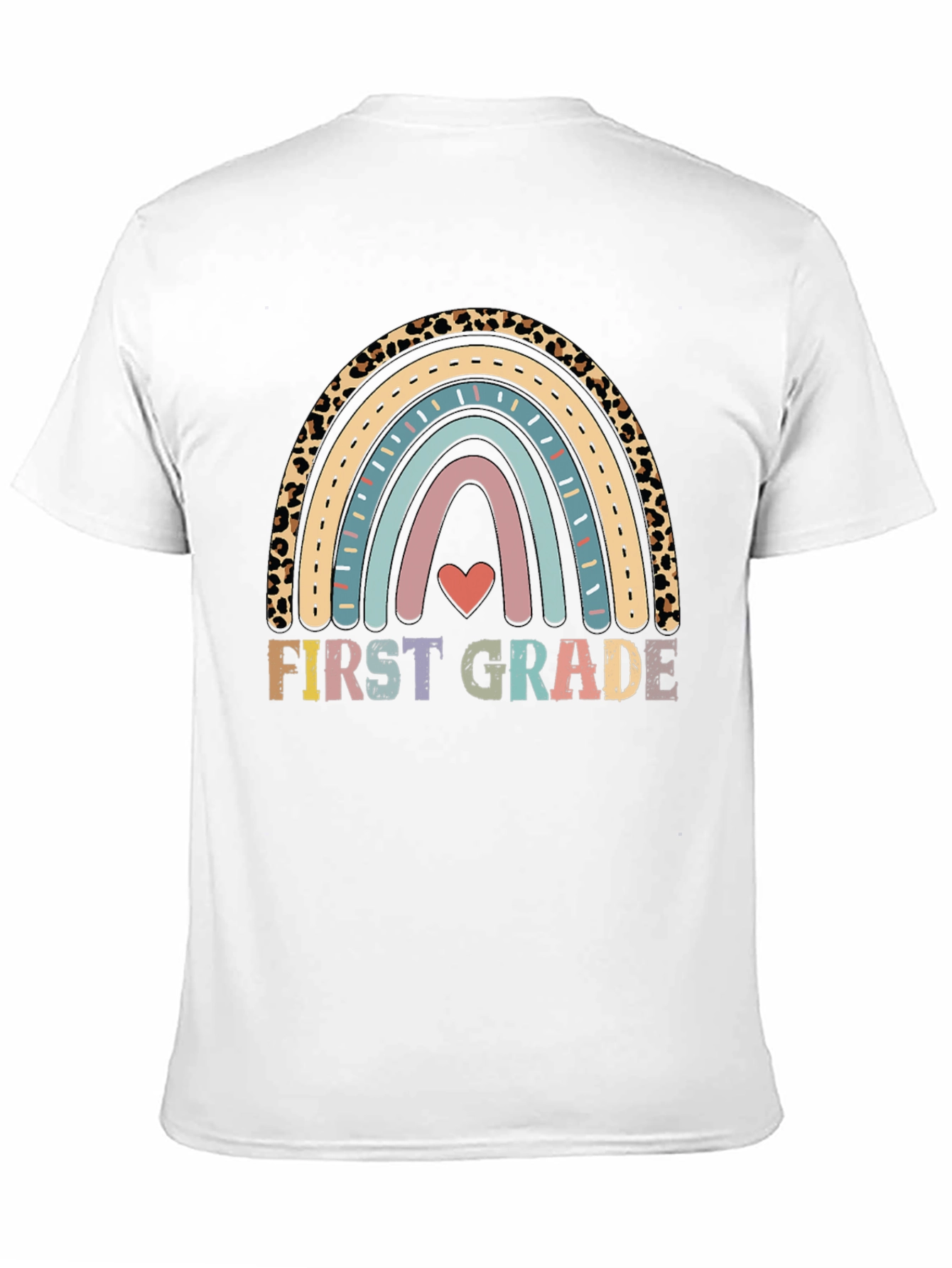 First Grade Rainbow Leopard Print T-Shirt