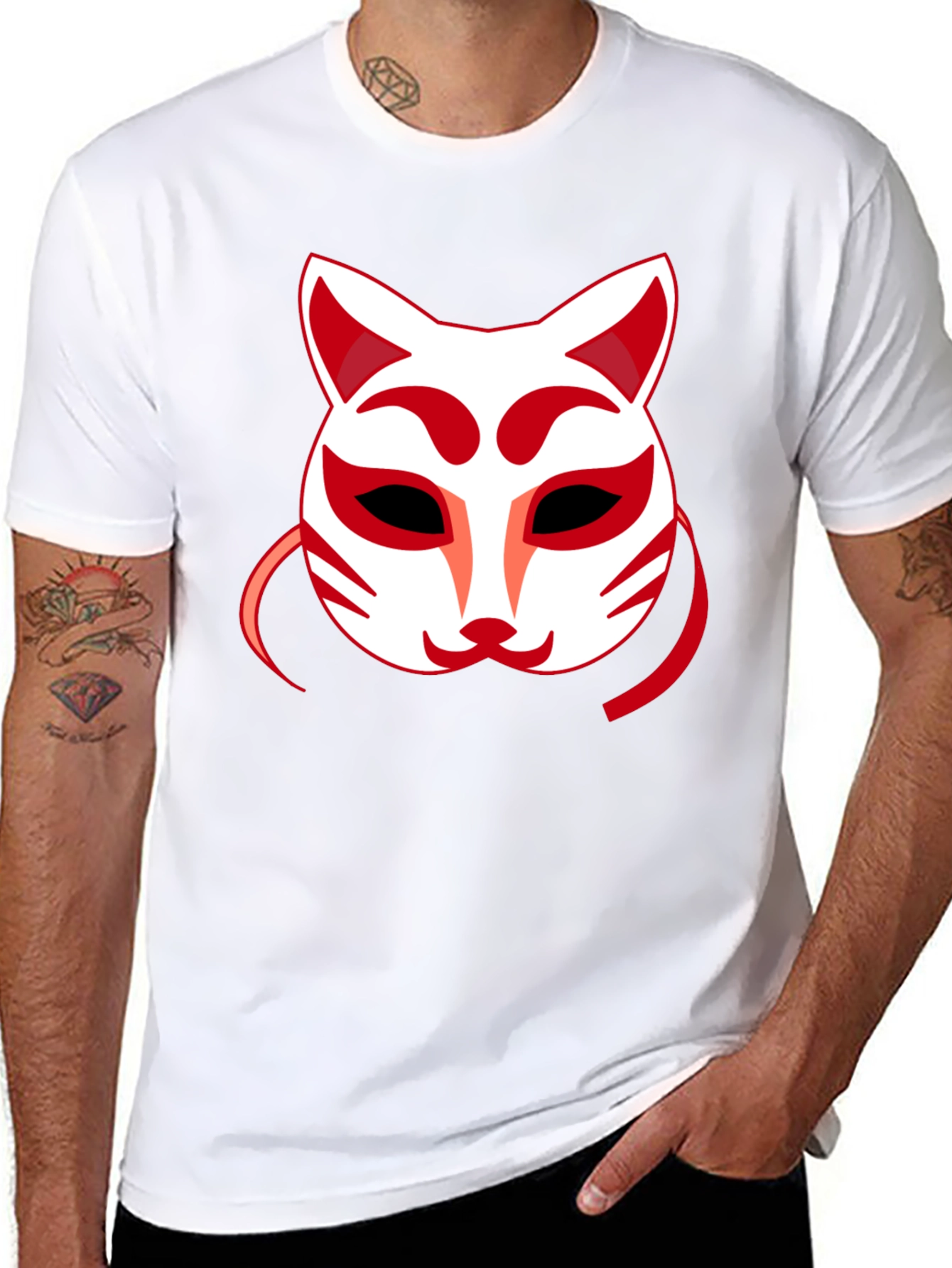Fox Mask Graphic Tee - Unique Anime Style Shirt