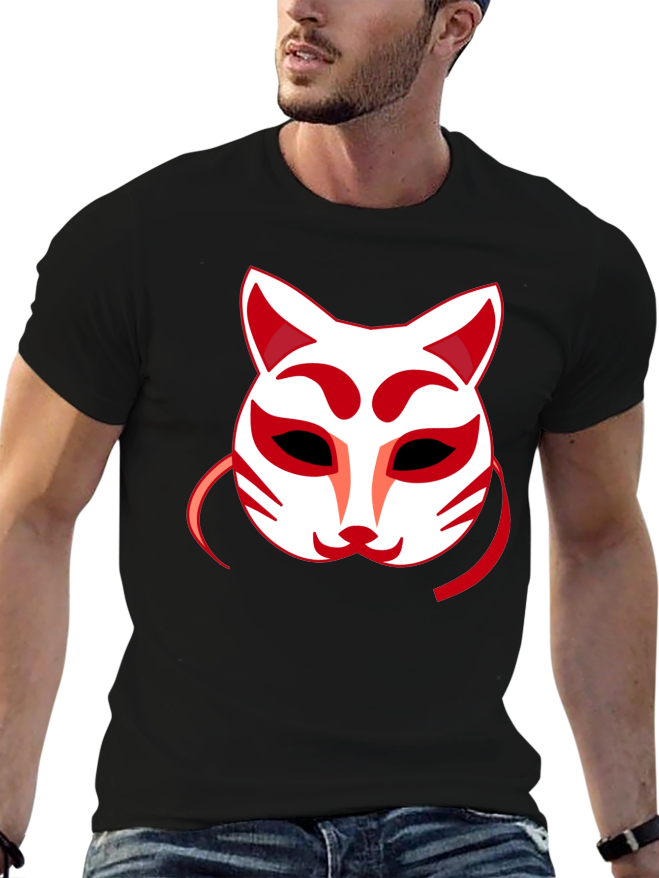 Fox Mask Graphic Tee - Unique Anime Style Shirt