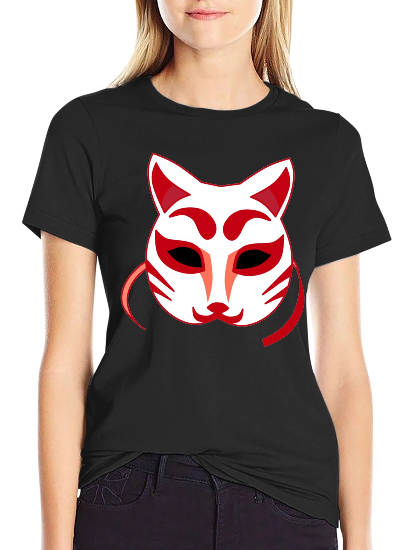 Fox Mask Graphic Tee - Unique Anime Style Shirt