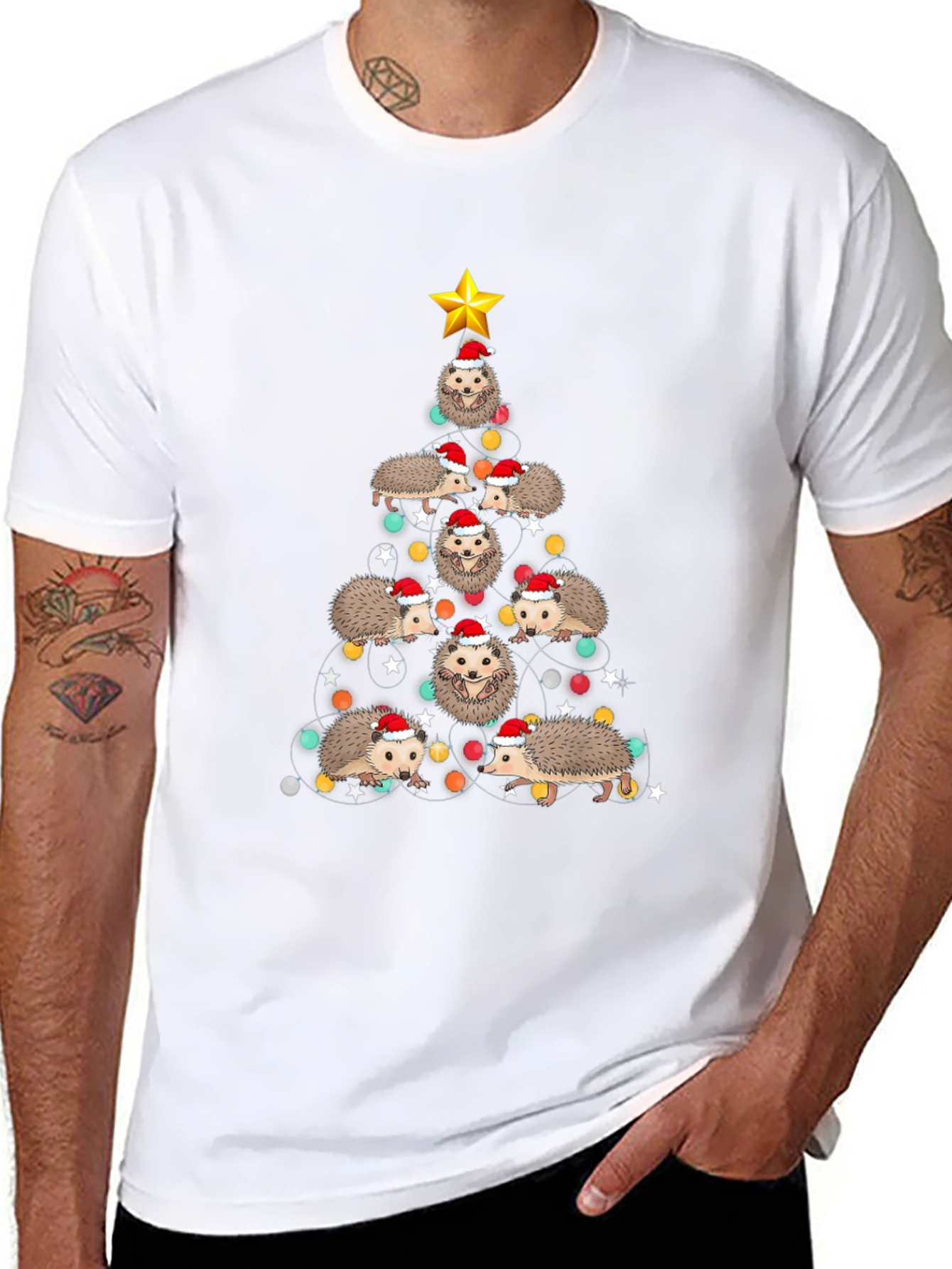 Festive Hedgehog Christmas Tree T-Shirt