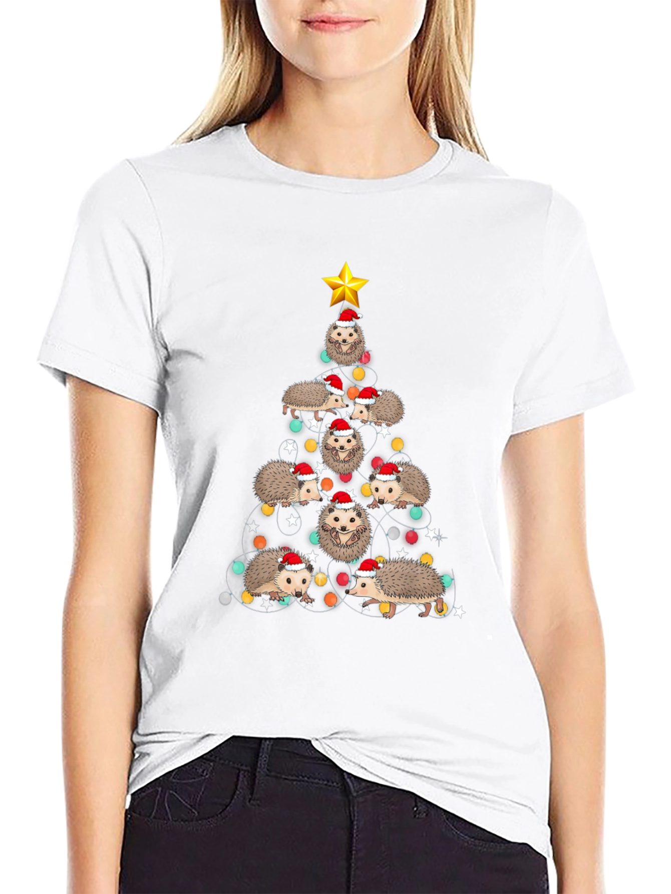 Festive Hedgehog Christmas Tree T-Shirt