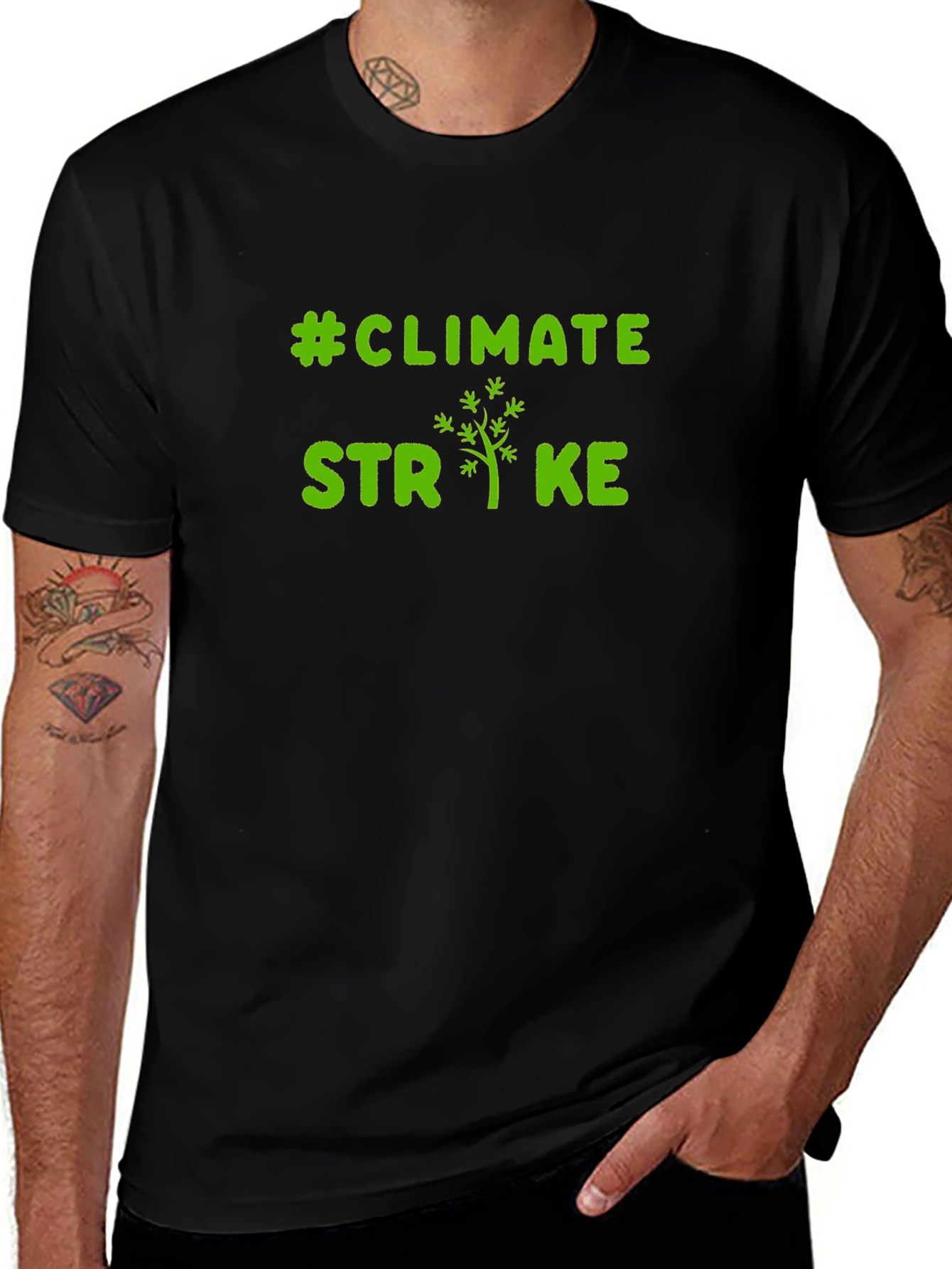 Climate Strike Graphic Tee - Black Cotton T-Shirt