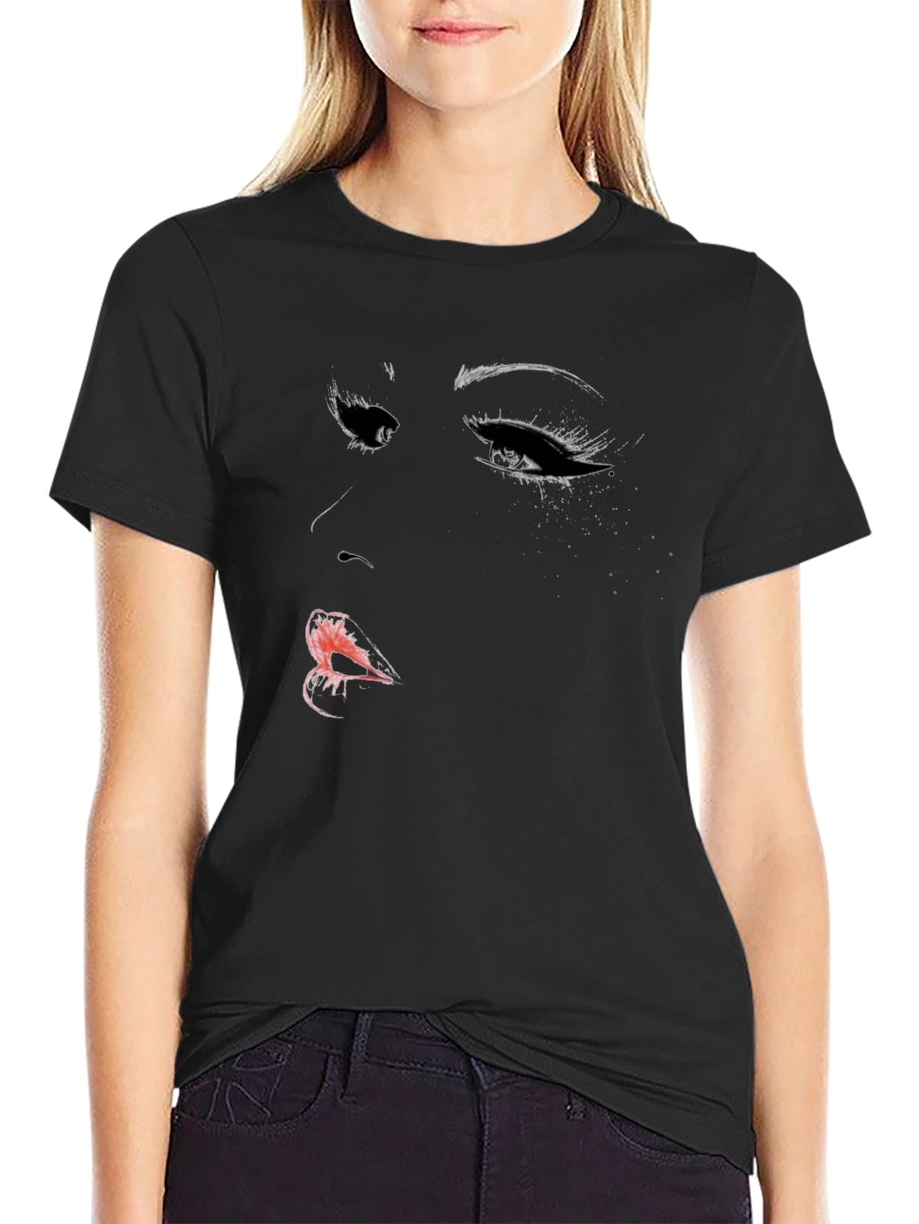 Dramatic Face Graphic Black T-Shirt