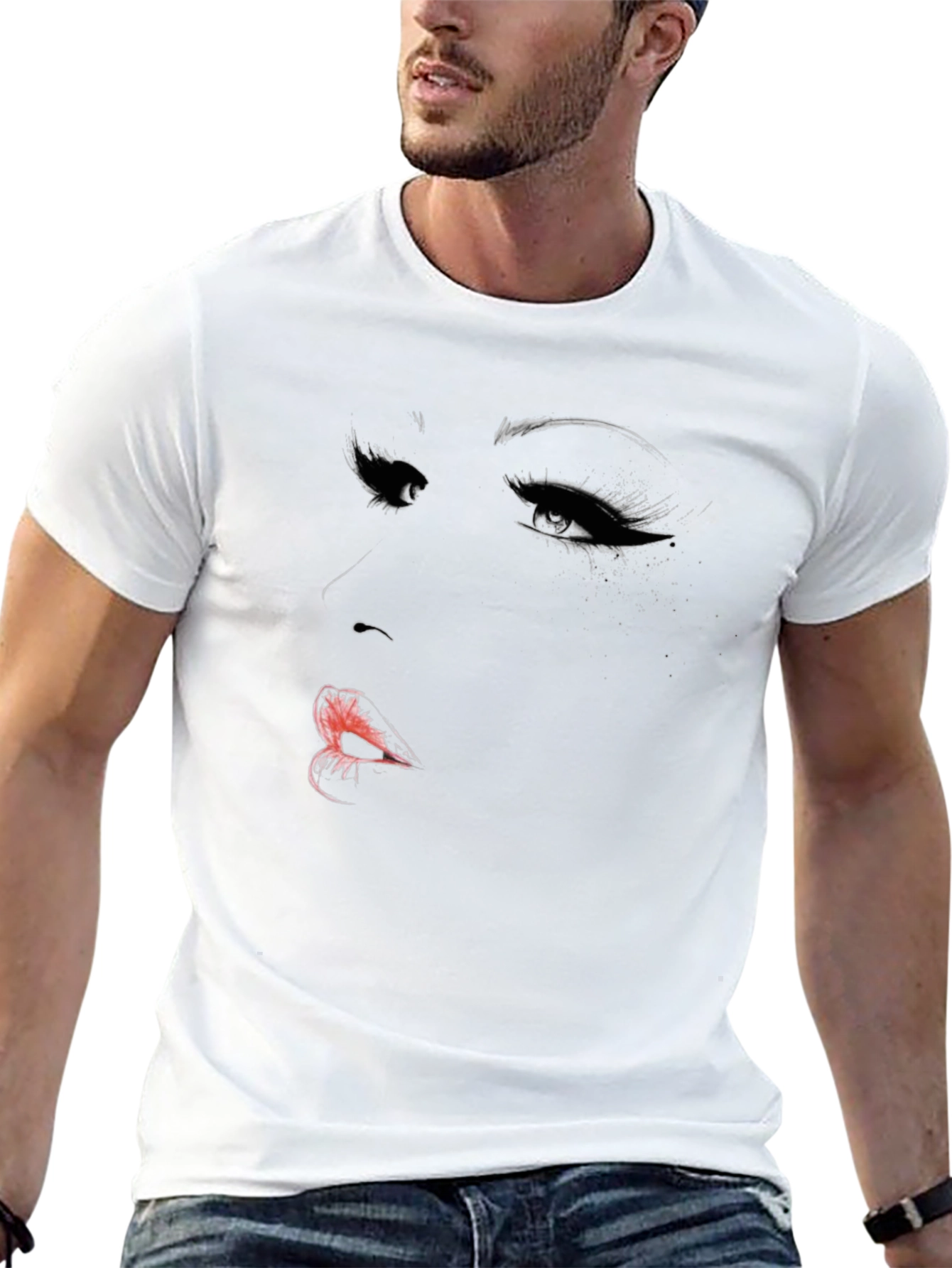 Dramatic Face Graphic Black T-Shirt