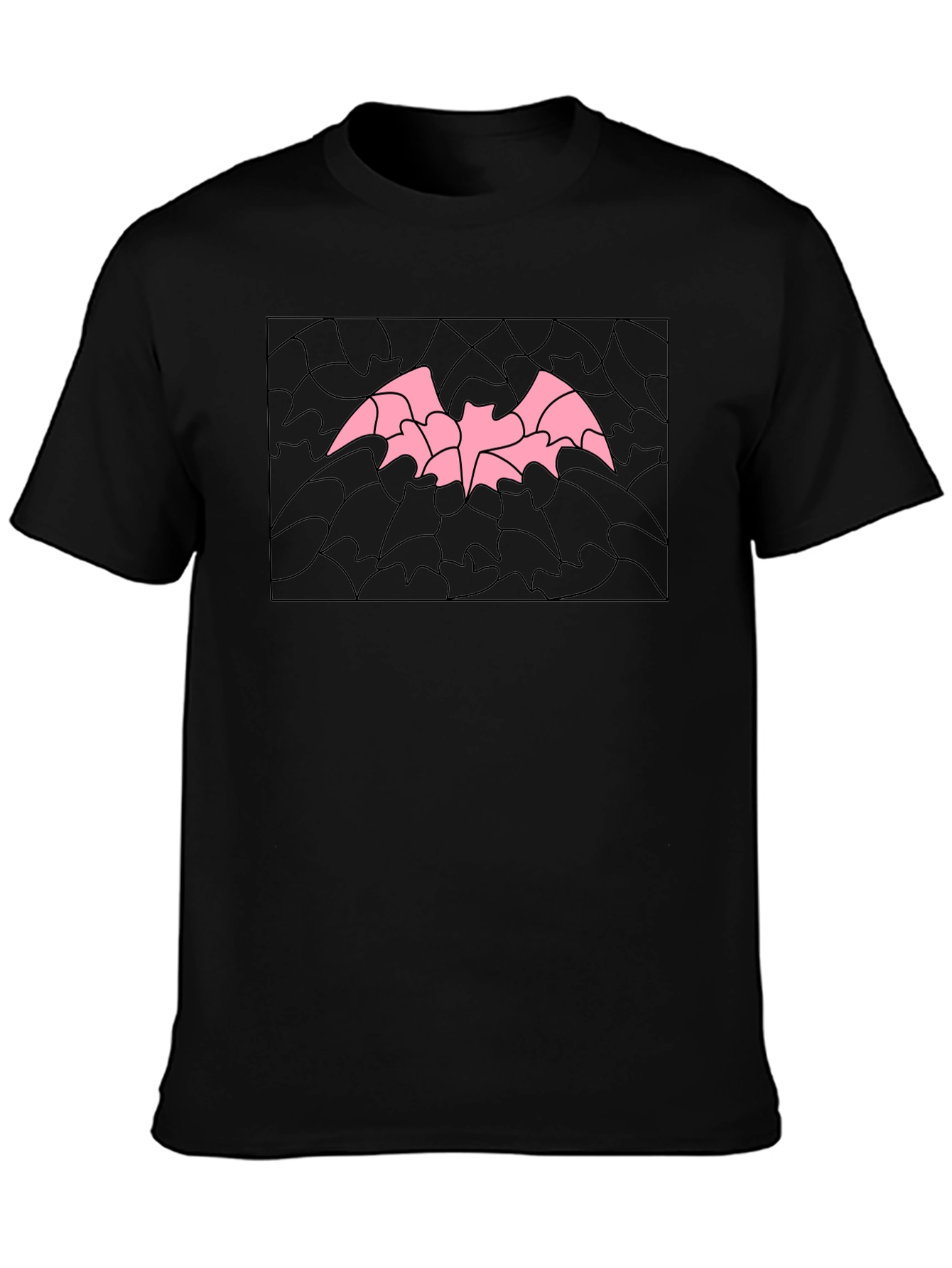 Pink Bat Graphic Black T-Shirt