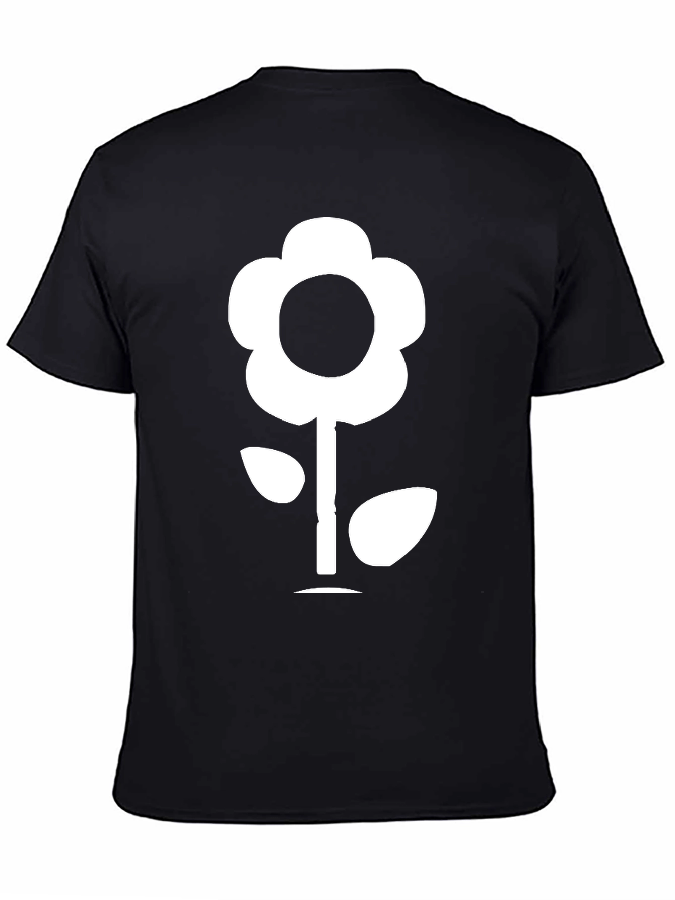 Flower Graphic Tee - Black Cotton T-Shirt