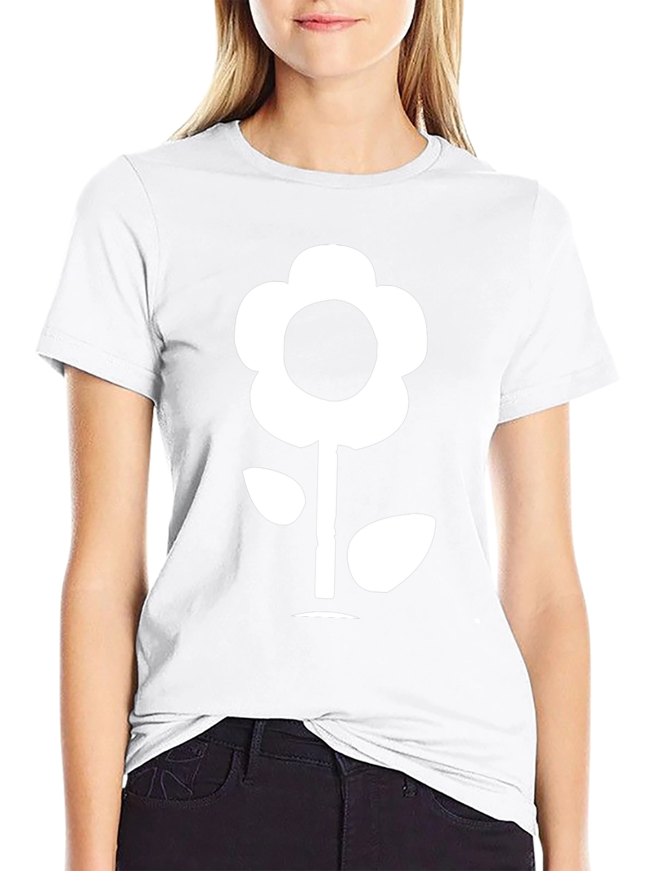 Flower Graphic Tee - Black Cotton T-Shirt