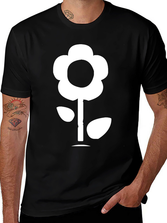 Flower Graphic Tee - Black Cotton T-Shirt