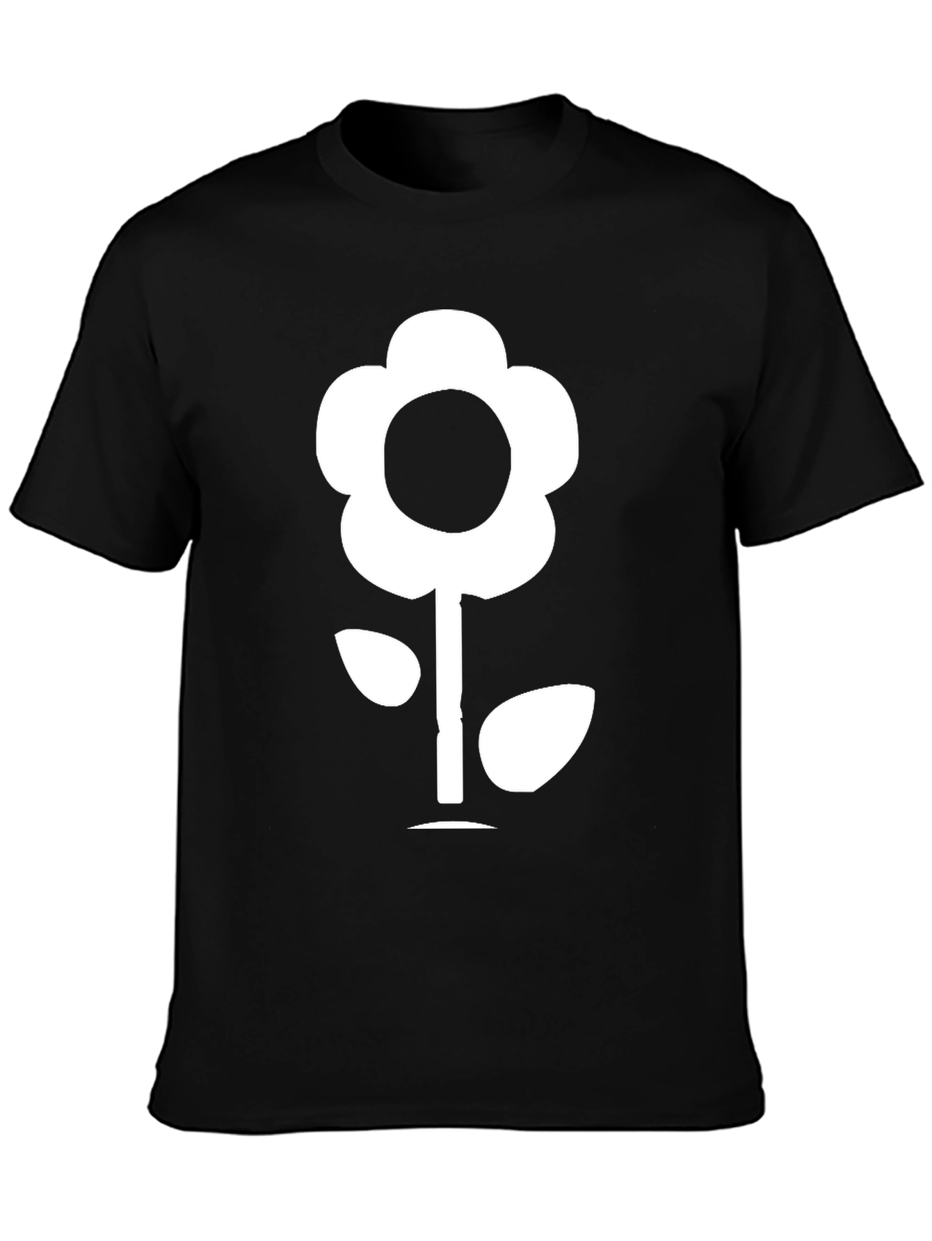 Flower Graphic Tee - Black Cotton T-Shirt