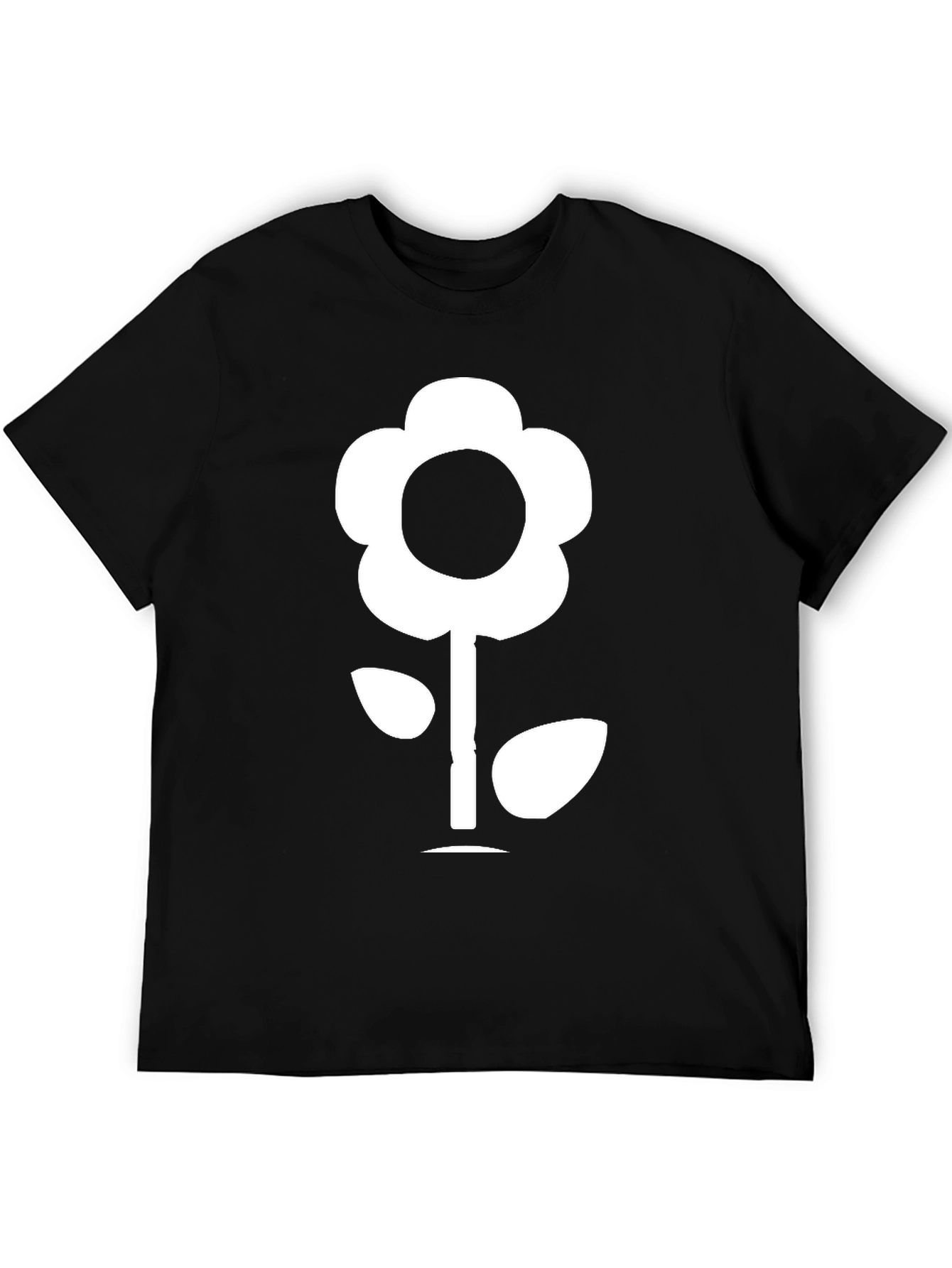 Flower Graphic Tee - Black Cotton T-Shirt