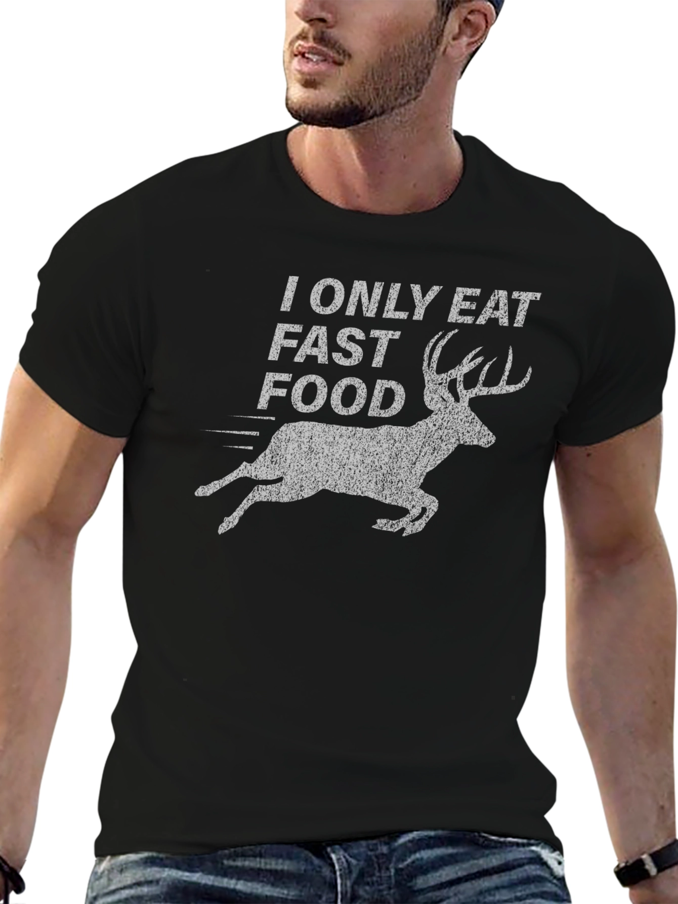 I Only Eat Fast Food Deer Graphic T-Shirt