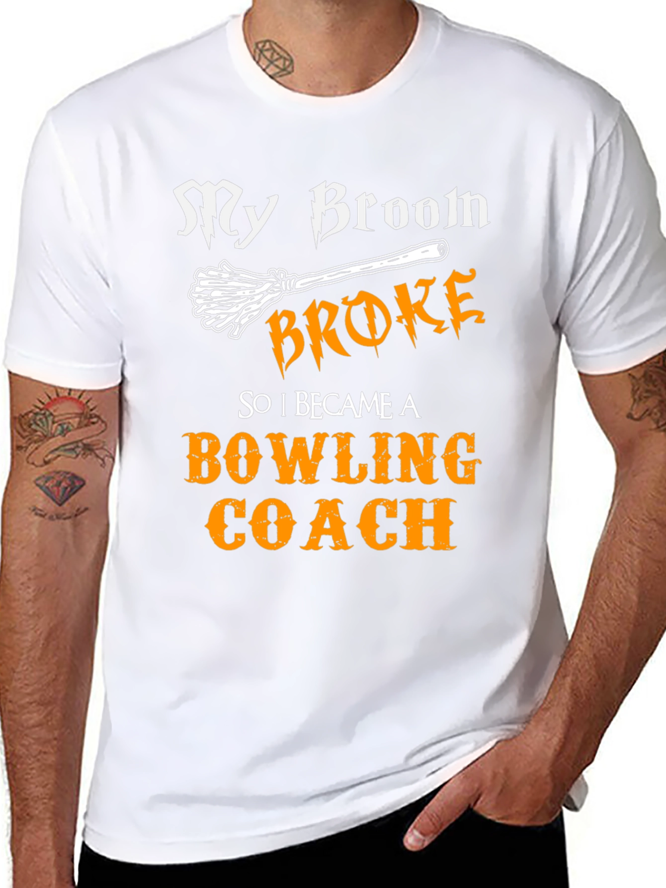 Funny Bowling Coach T-Shirt - My Broom Broke