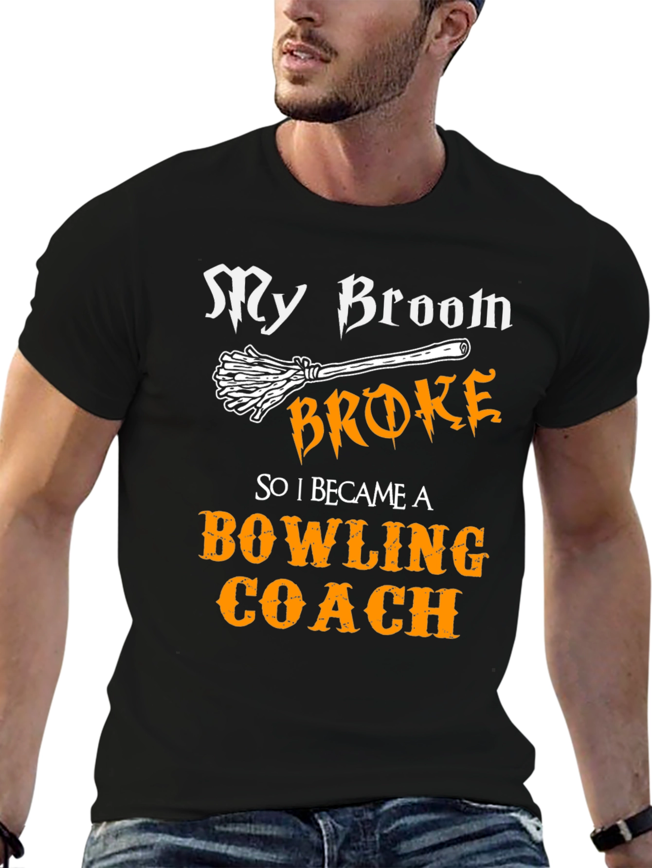 Funny Bowling Coach T-Shirt - My Broom Broke