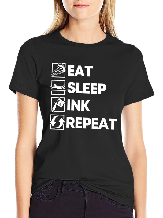 Eat Sleep Ink Repeat Black T-Shirt