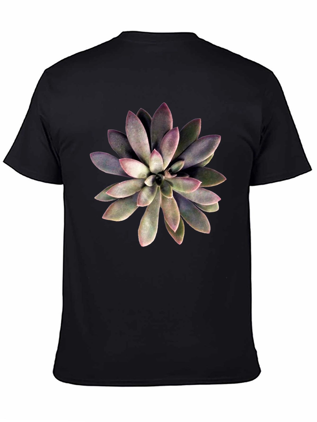 Succulent Graphic Print Black T-Shirt