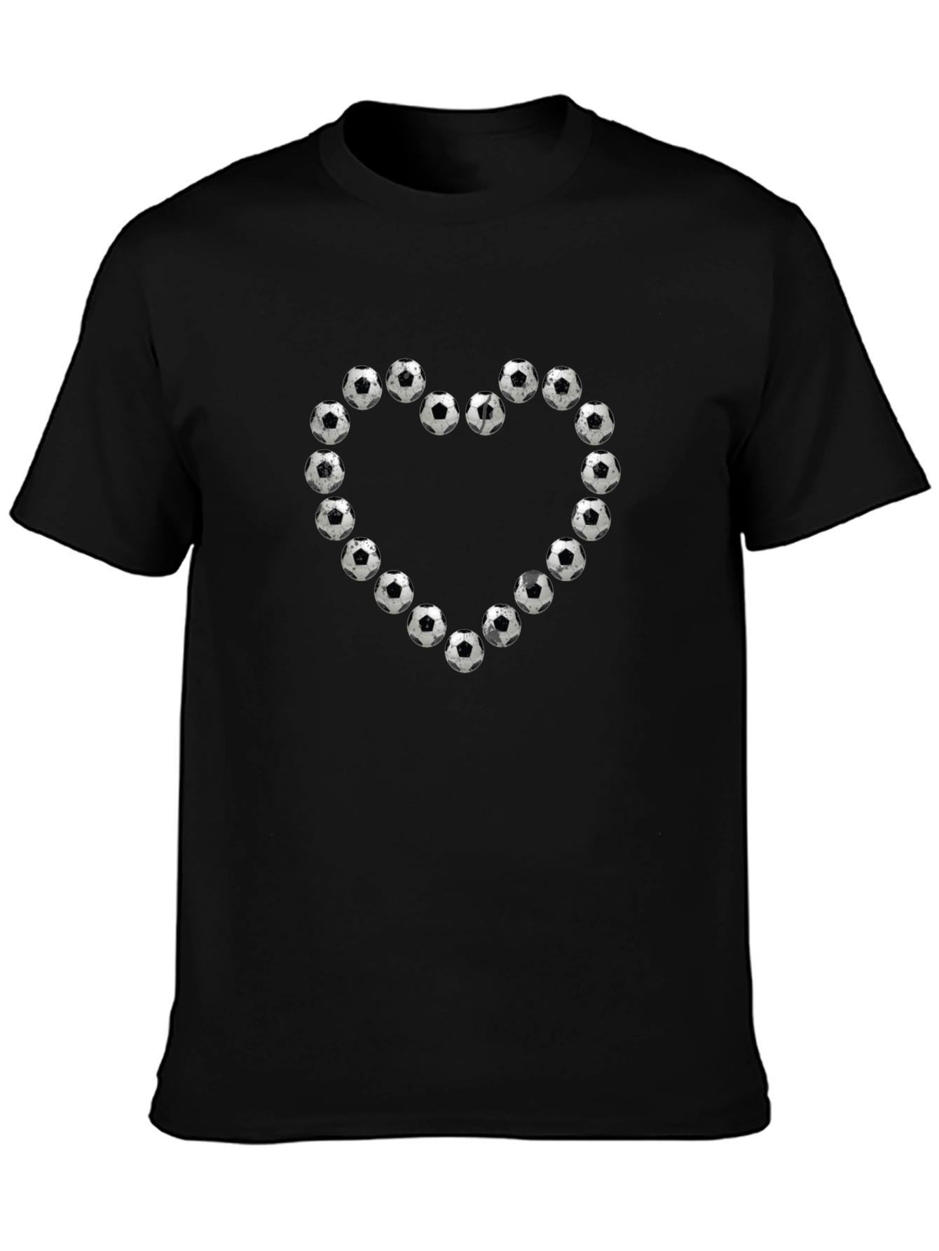 Soccer Ball Heart Graphic Tee - Black Cotton T-Shirt