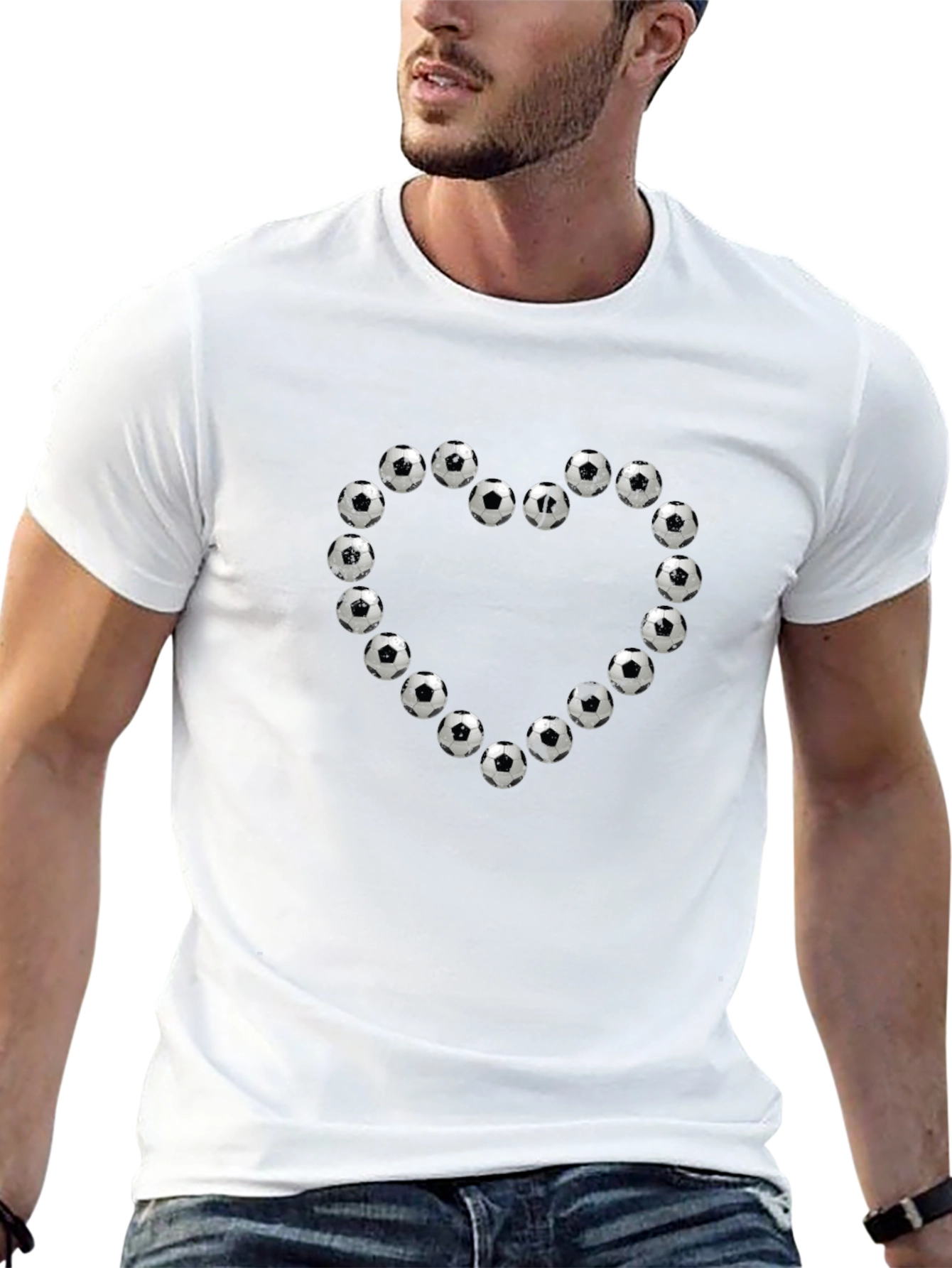 Soccer Ball Heart Graphic Tee - Black Cotton T-Shirt
