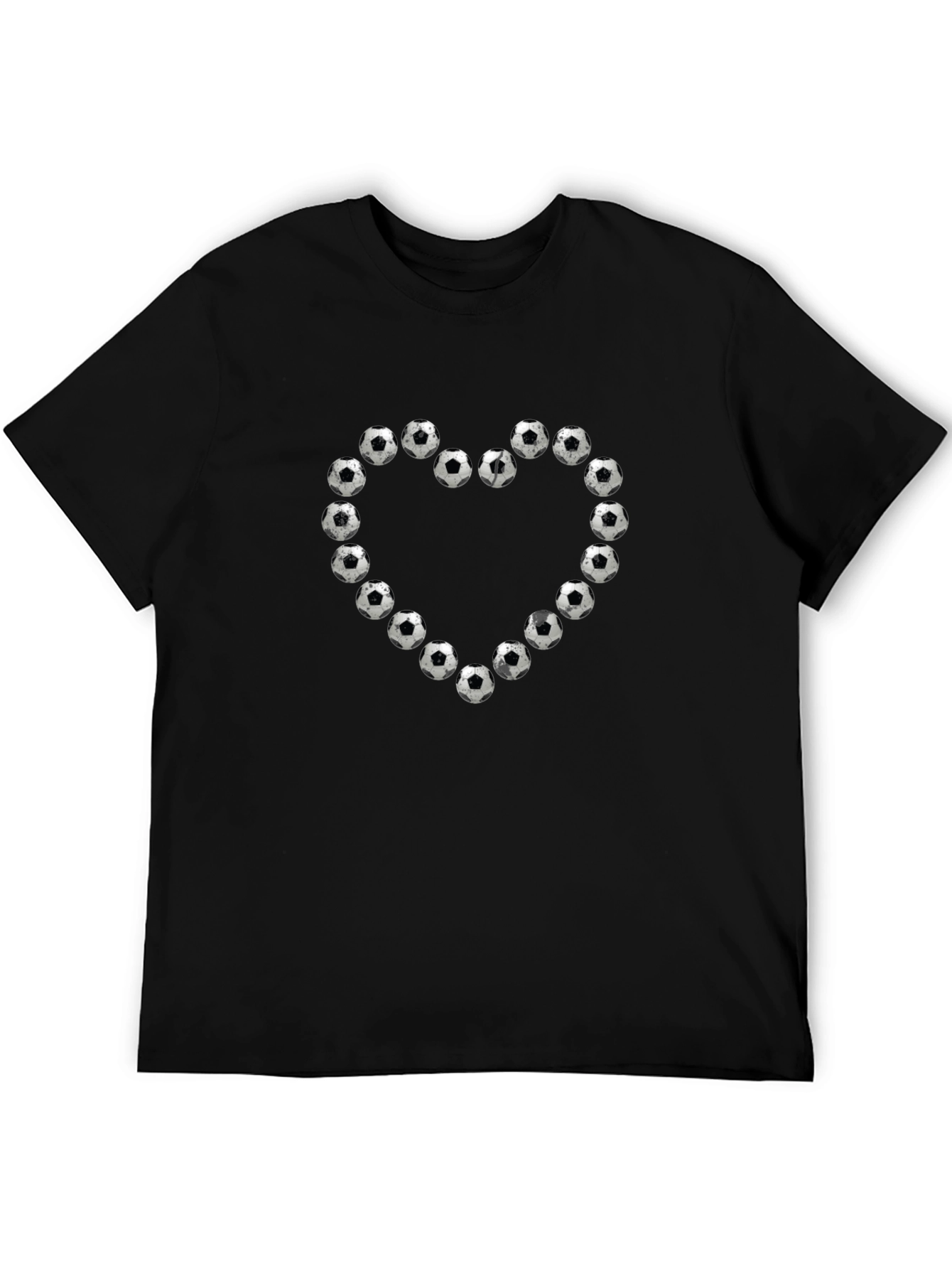 Soccer Ball Heart Graphic Tee - Black Cotton T-Shirt