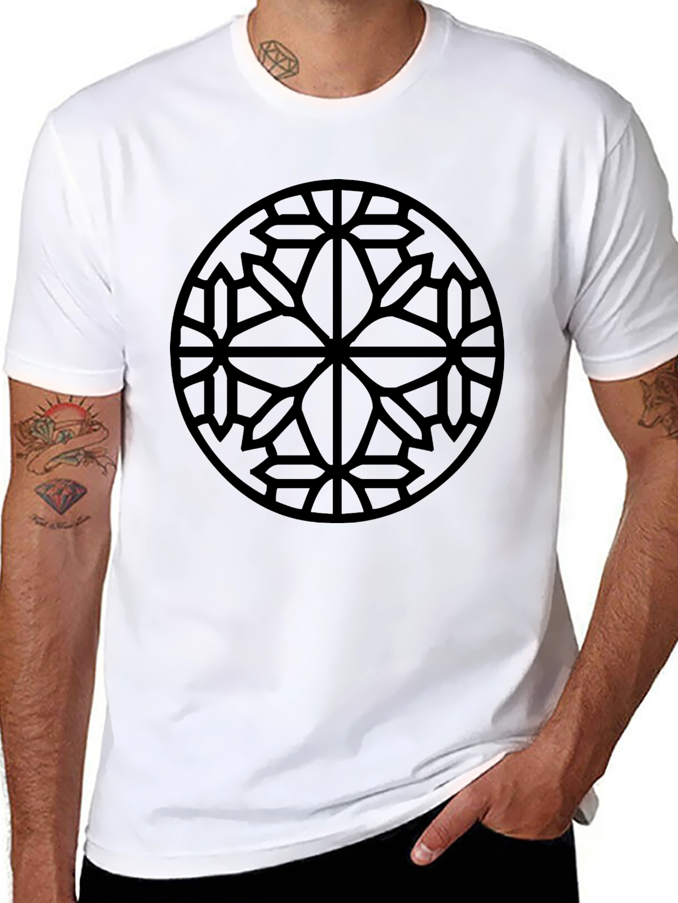 Geometric Circle Graphic Black T-Shirt