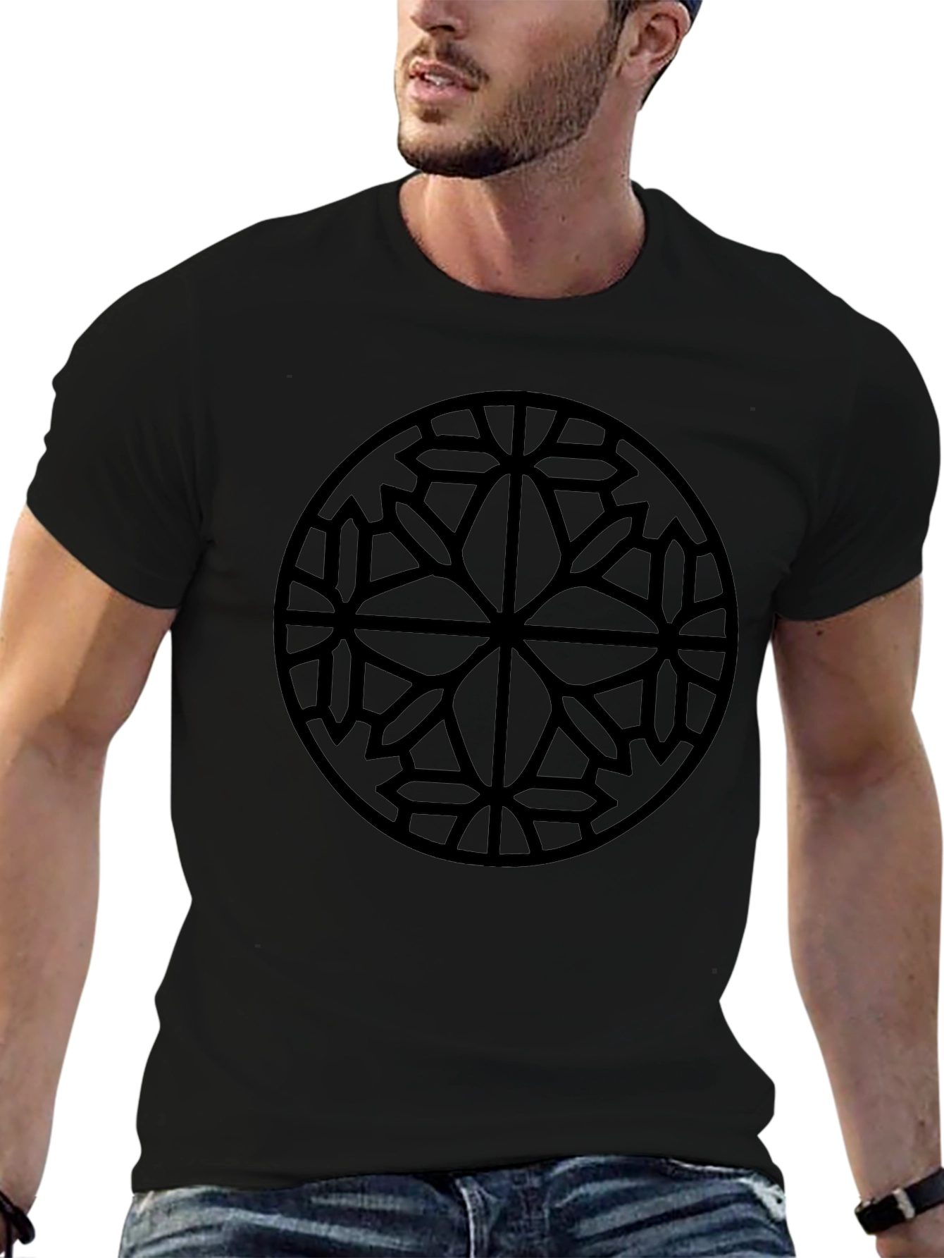 Geometric Circle Graphic Black T-Shirt