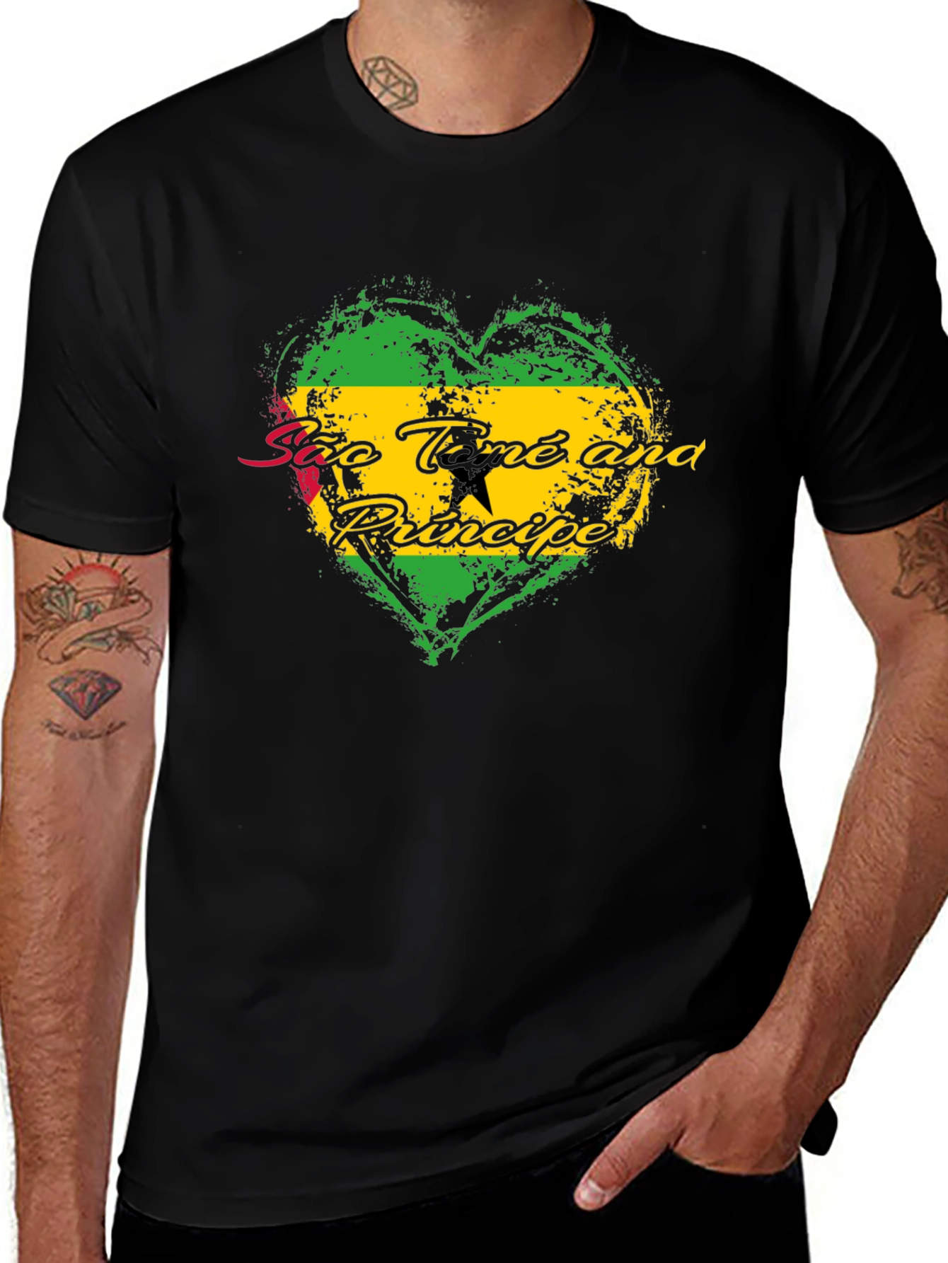 São Tomé and Príncipe Flag Heart T-Shirt