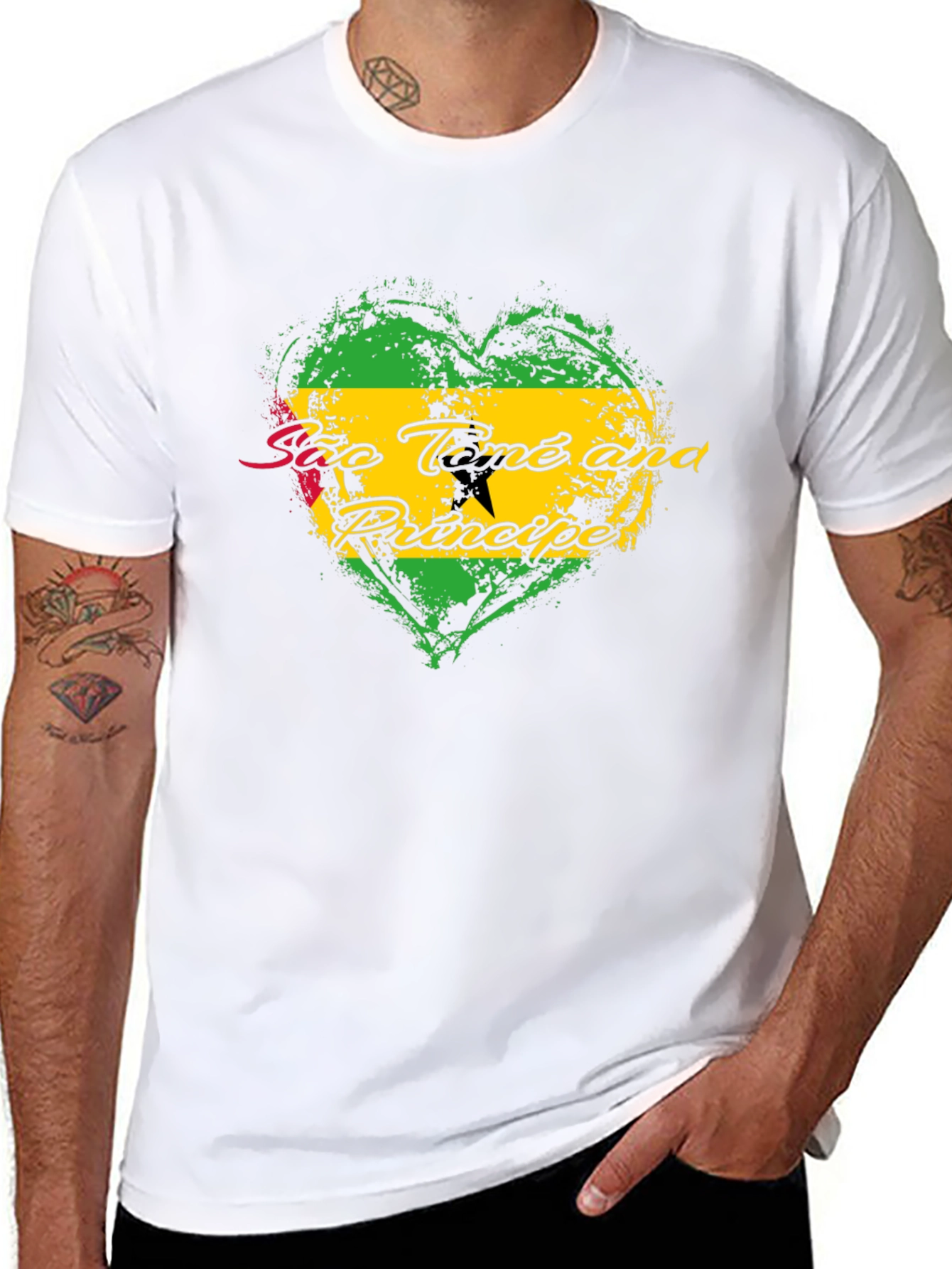 São Tomé and Príncipe Flag Heart T-Shirt