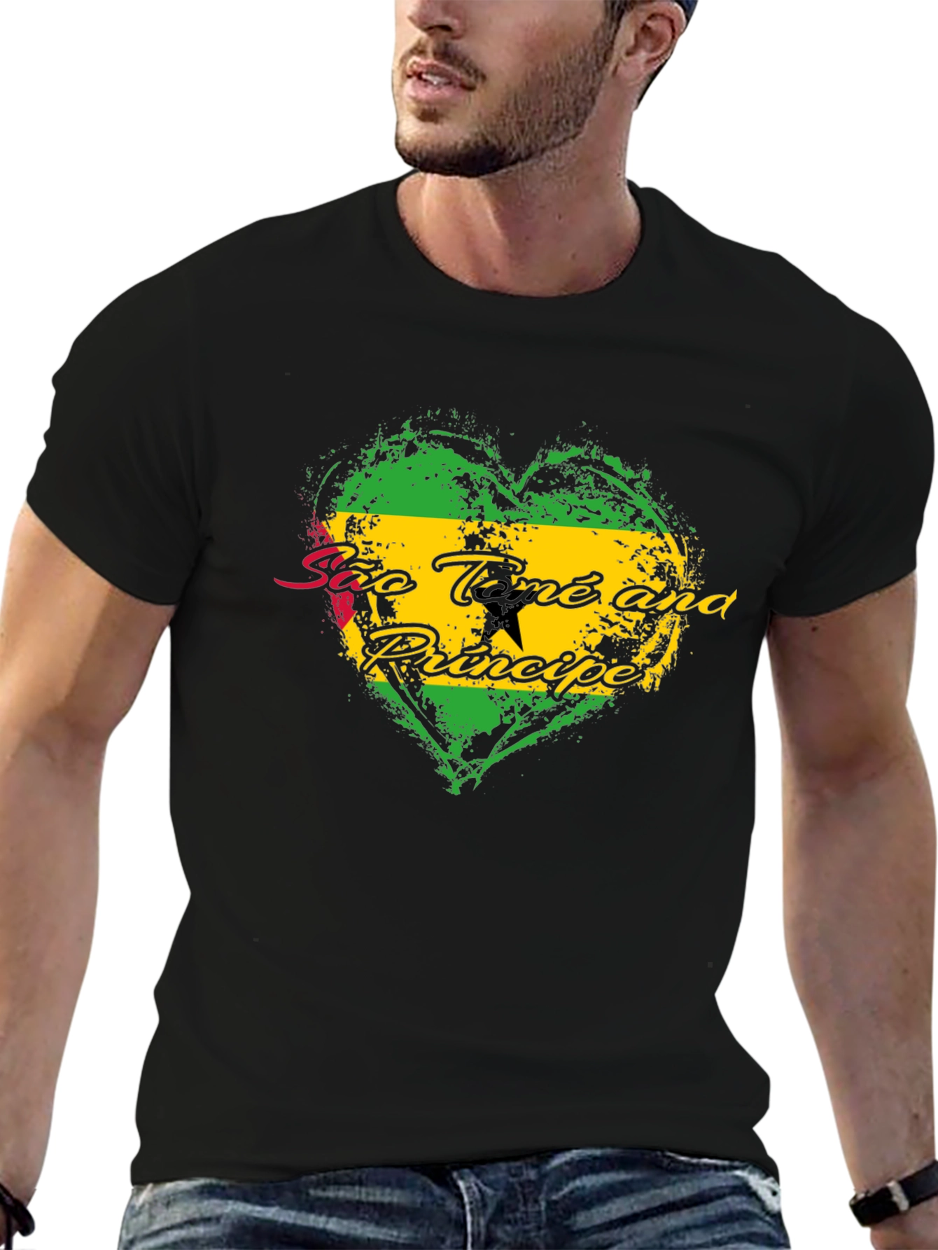 São Tomé and Príncipe Flag Heart T-Shirt